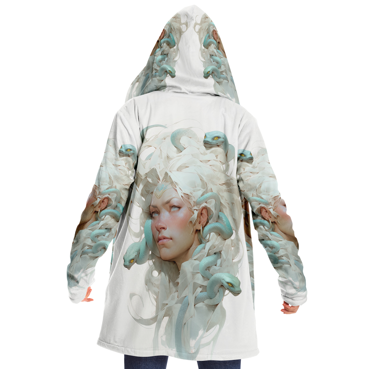 White Medusa Queen Microfleece Cloak