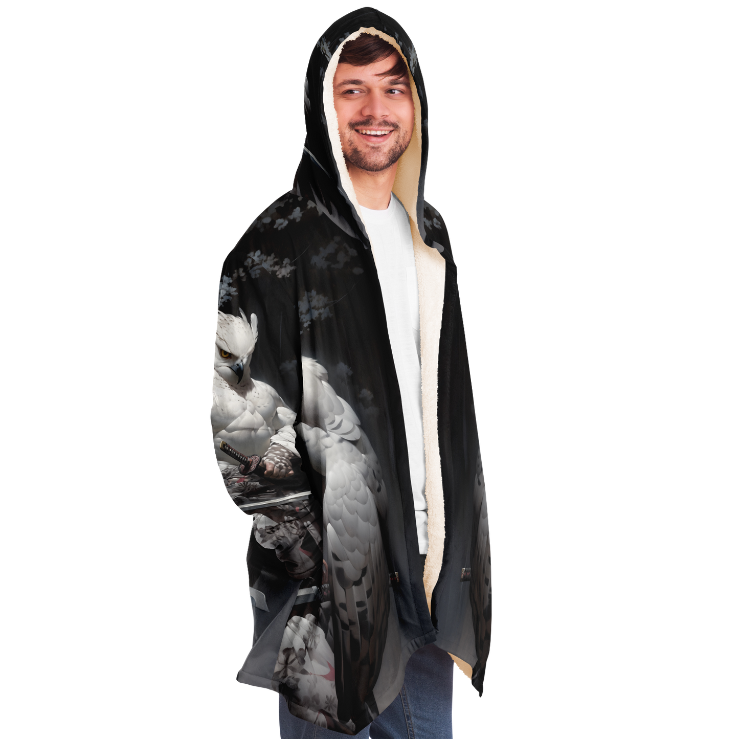 Falcon Owl Samurai Microfleece Cloak