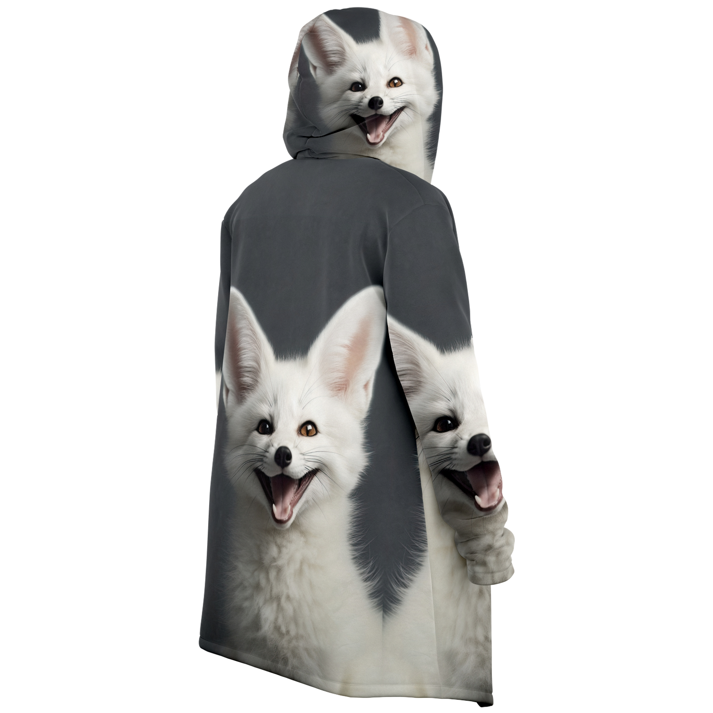 Happy White Fennec Fox Microfleece Cloak