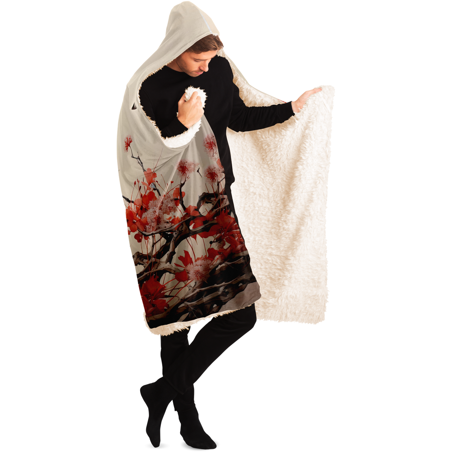 Scarlet Whiskers Lynx Hooded Blanket