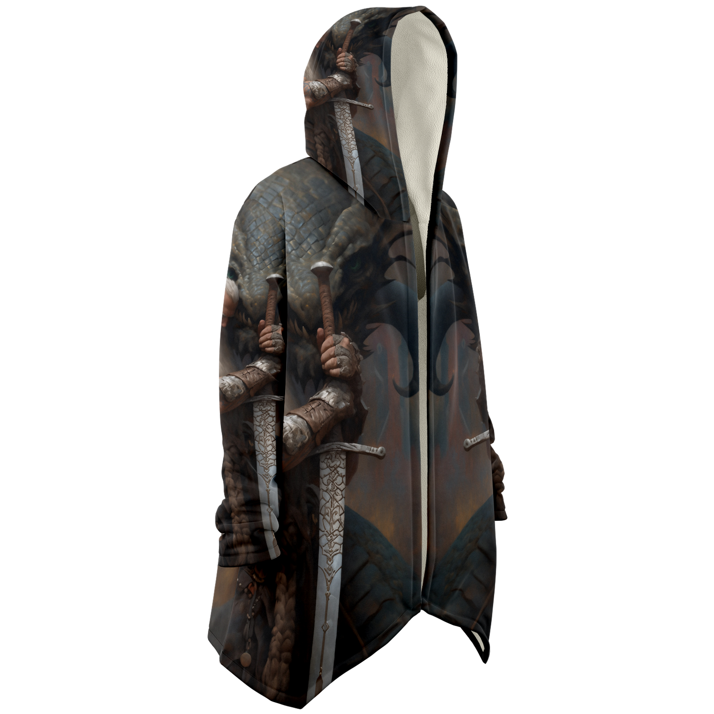 Viking And His Dragon Microfleece Cloak