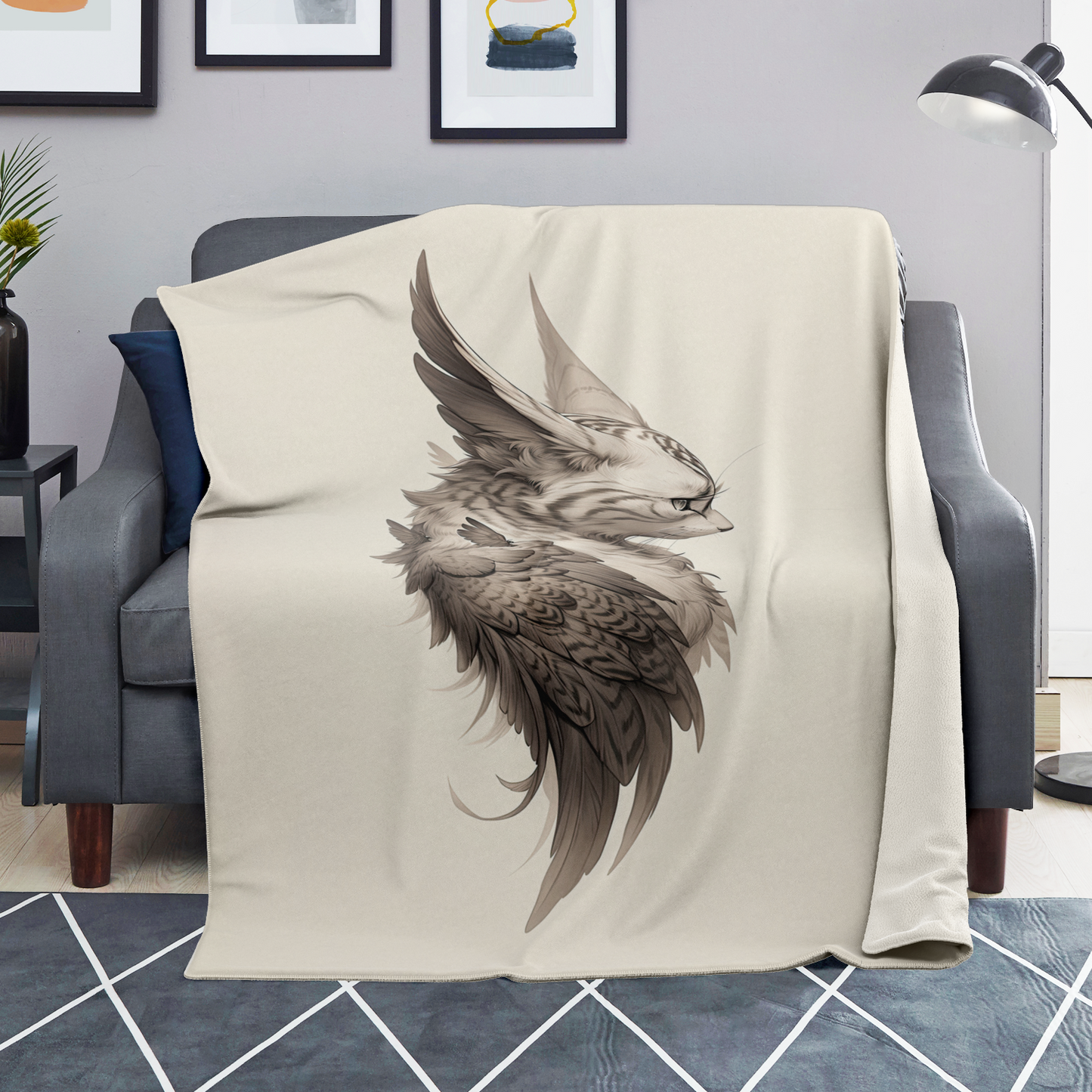 Wing Eared Cat Premium Microfleece Blanket