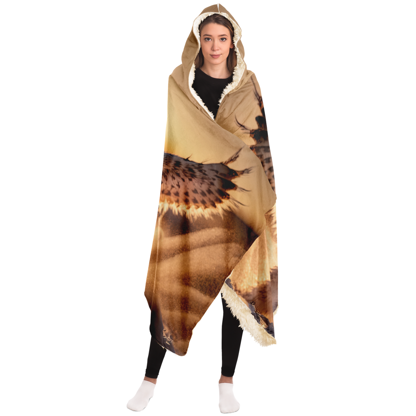 Winged Snow Lynx Hooded Blanket