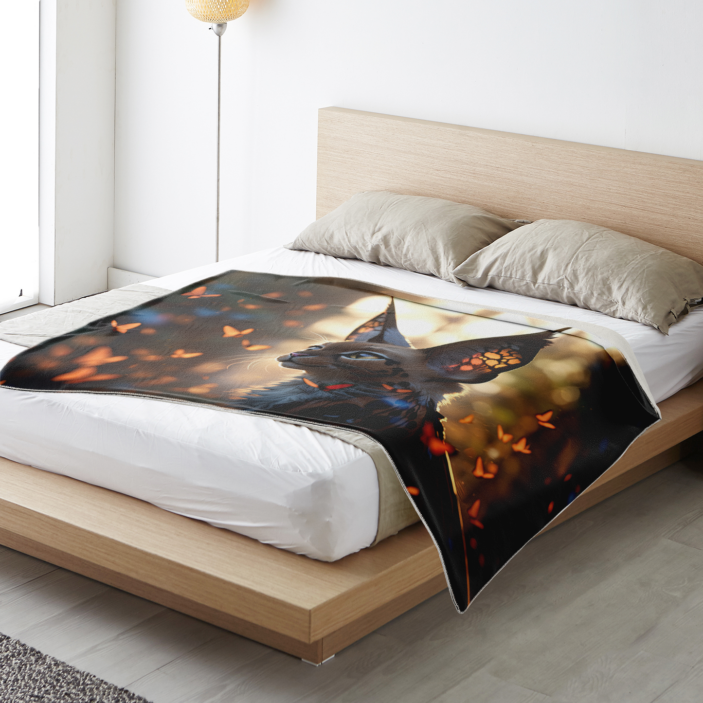 Premium Butterfly Cat Microfleece Blanket