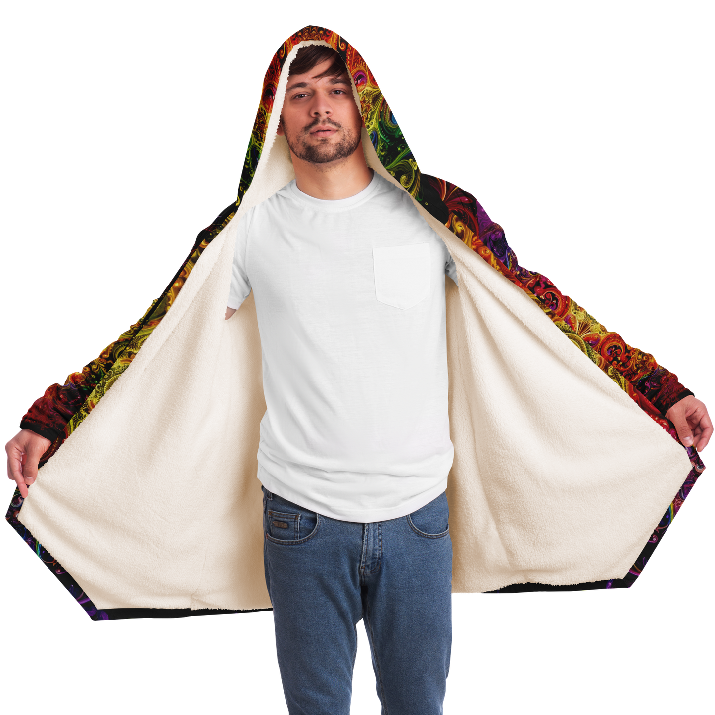 Rainbow Lace Microfleece Festival Cloak