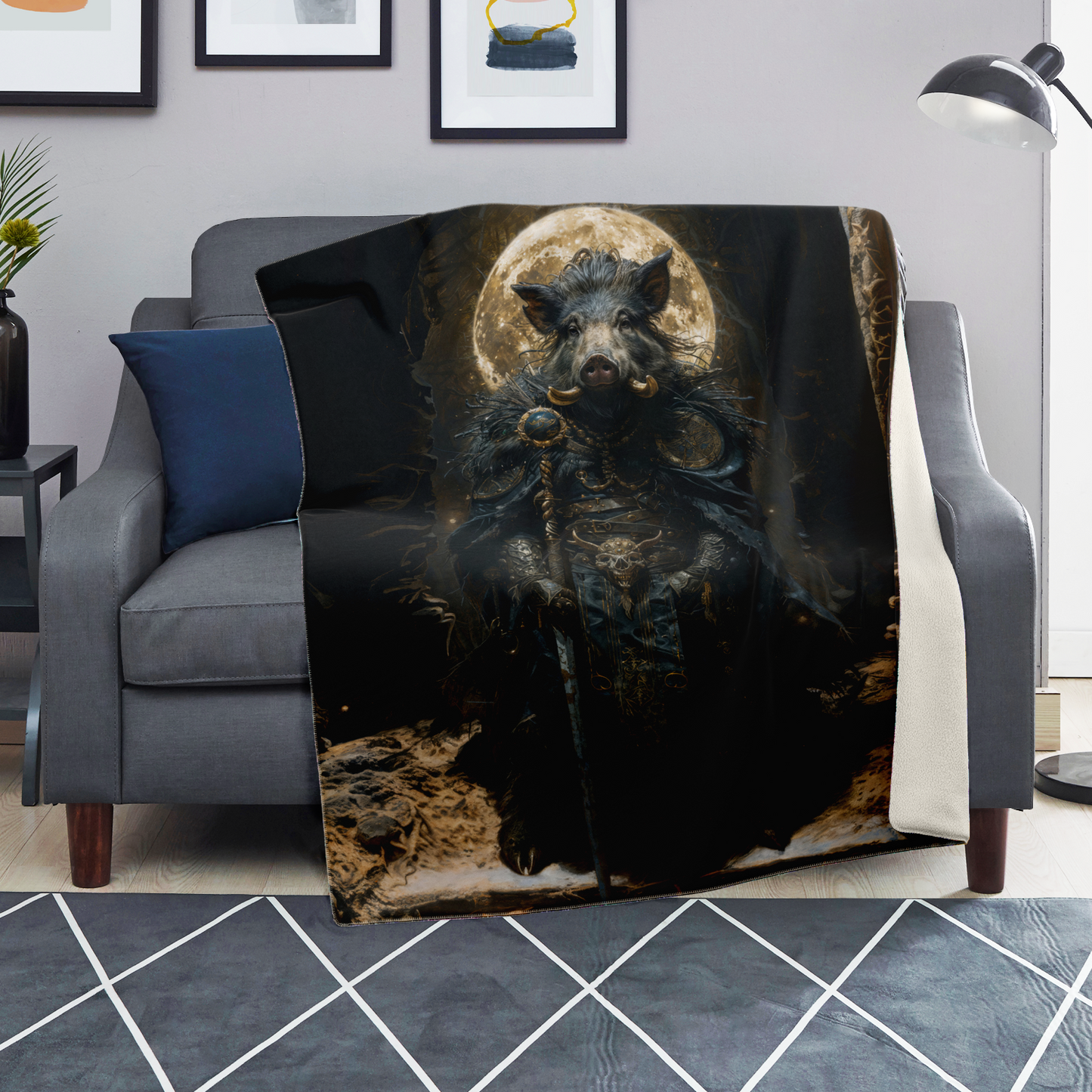 Shadowtusk Shaman Premium Microfleece Blanket