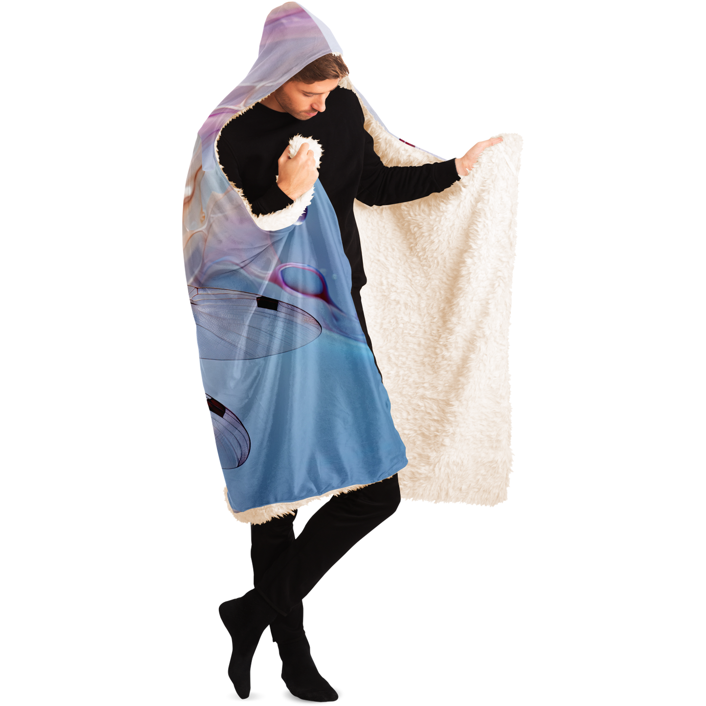 Indigo Glider Dragonfly Hooded Blanket