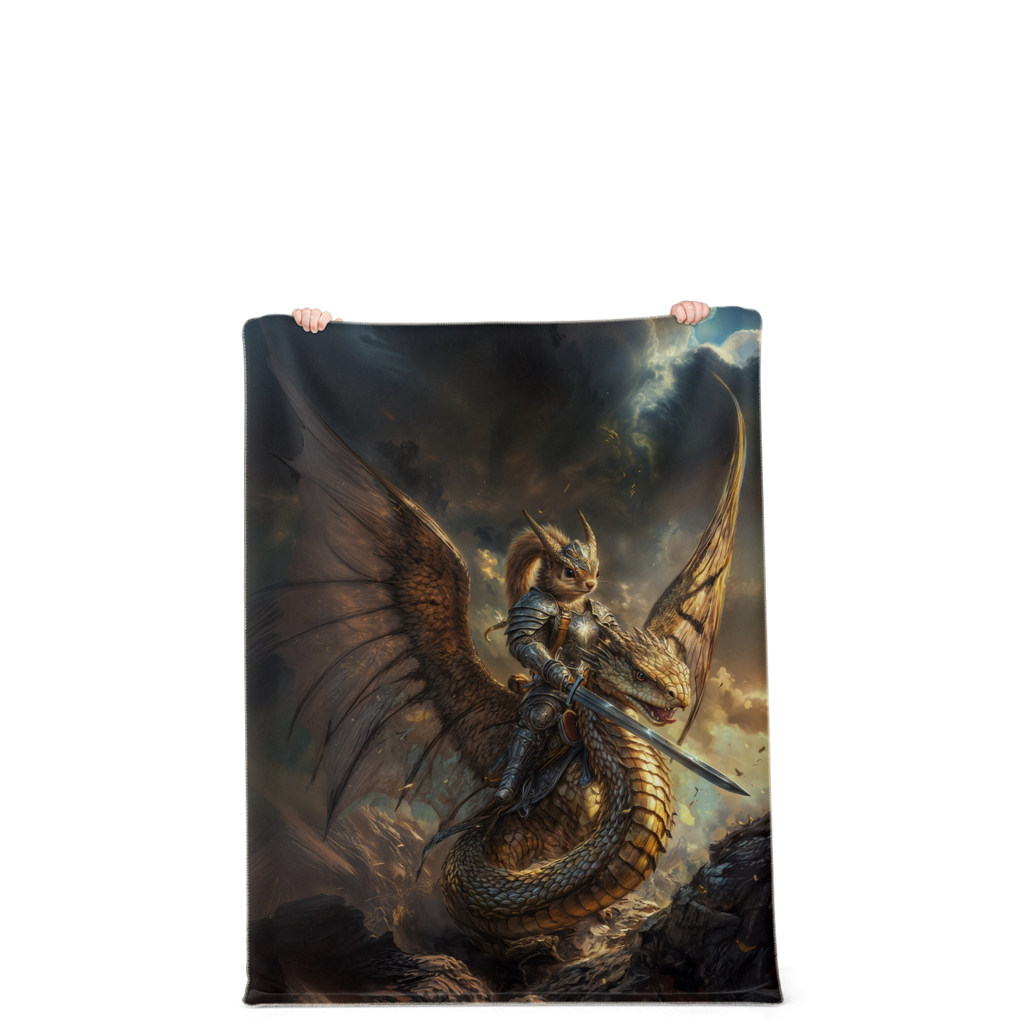 Winged Fury of the Squirrel Rider! Premium Microfleece Blanket