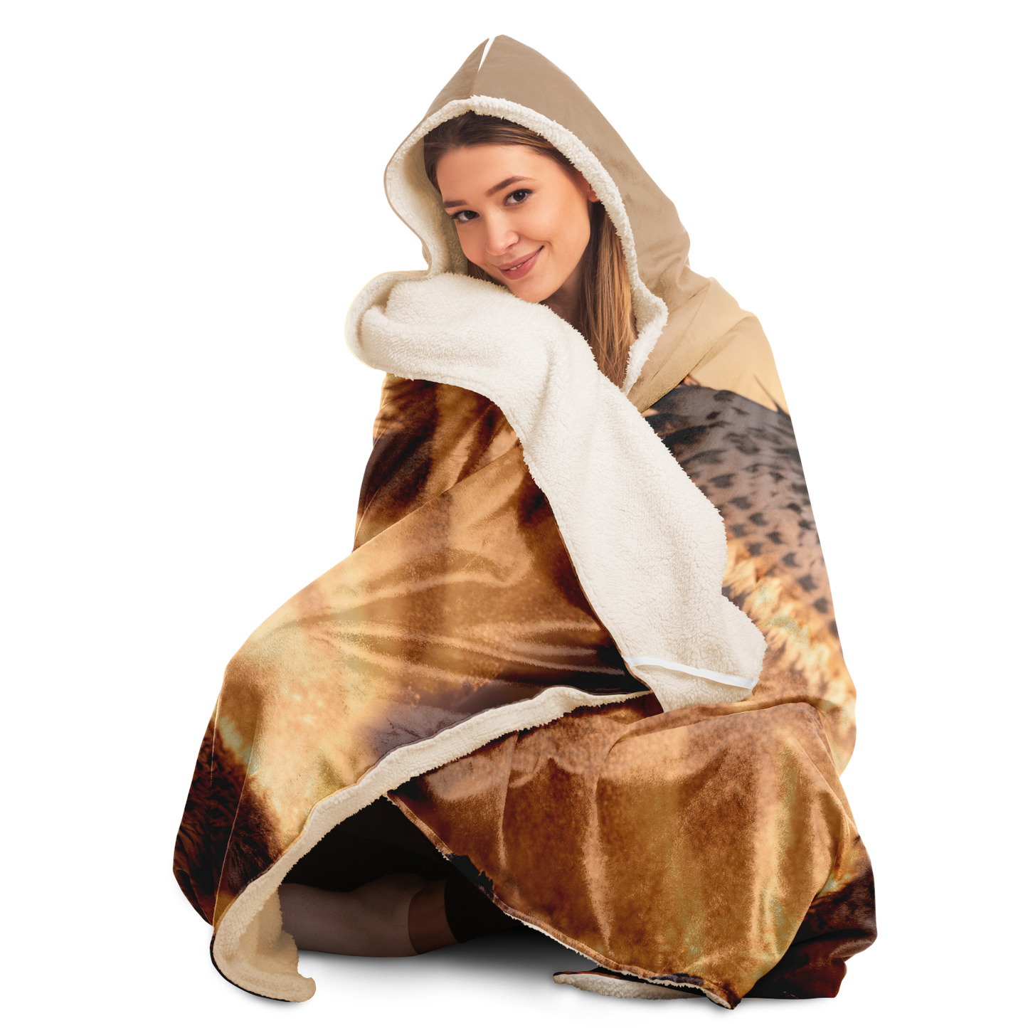 Winged Snow Lynx Hooded Blanket