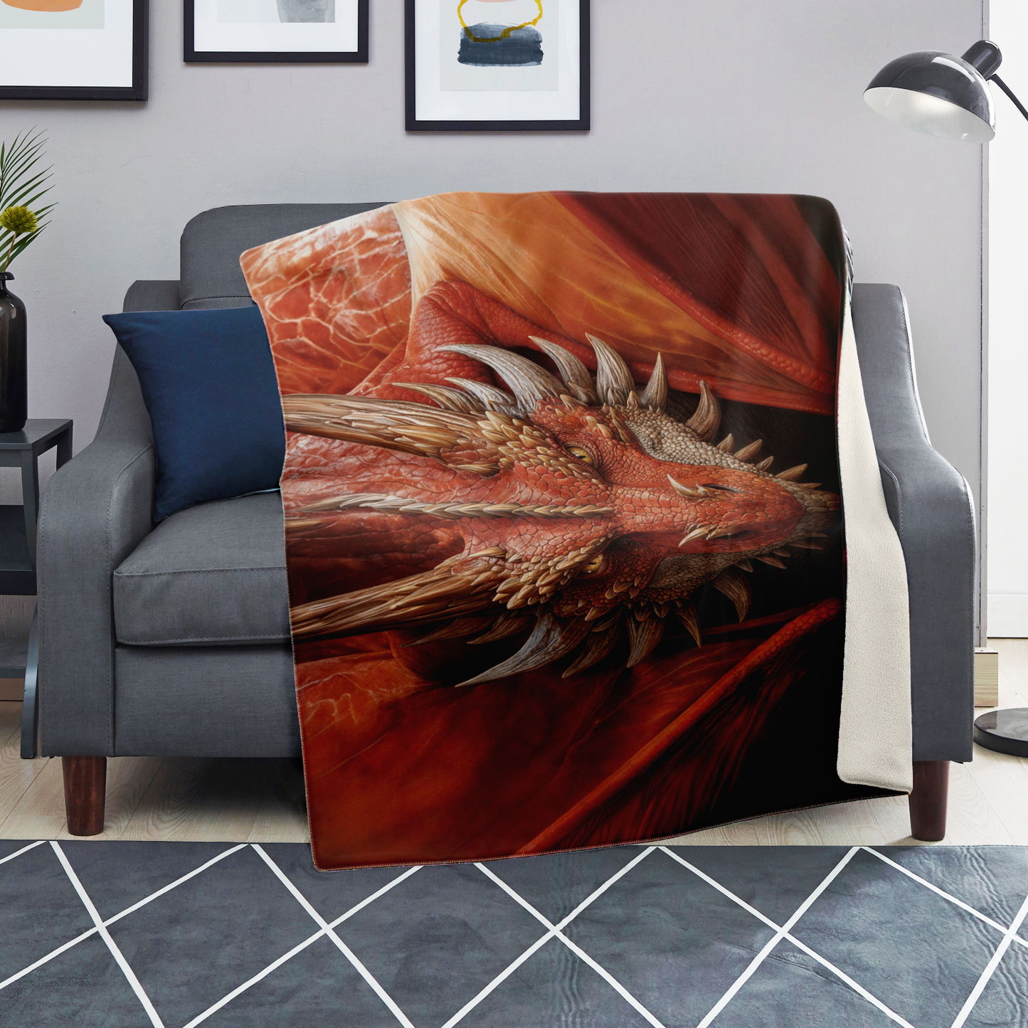 Fiery Gaze Premium Microfleece Blanket