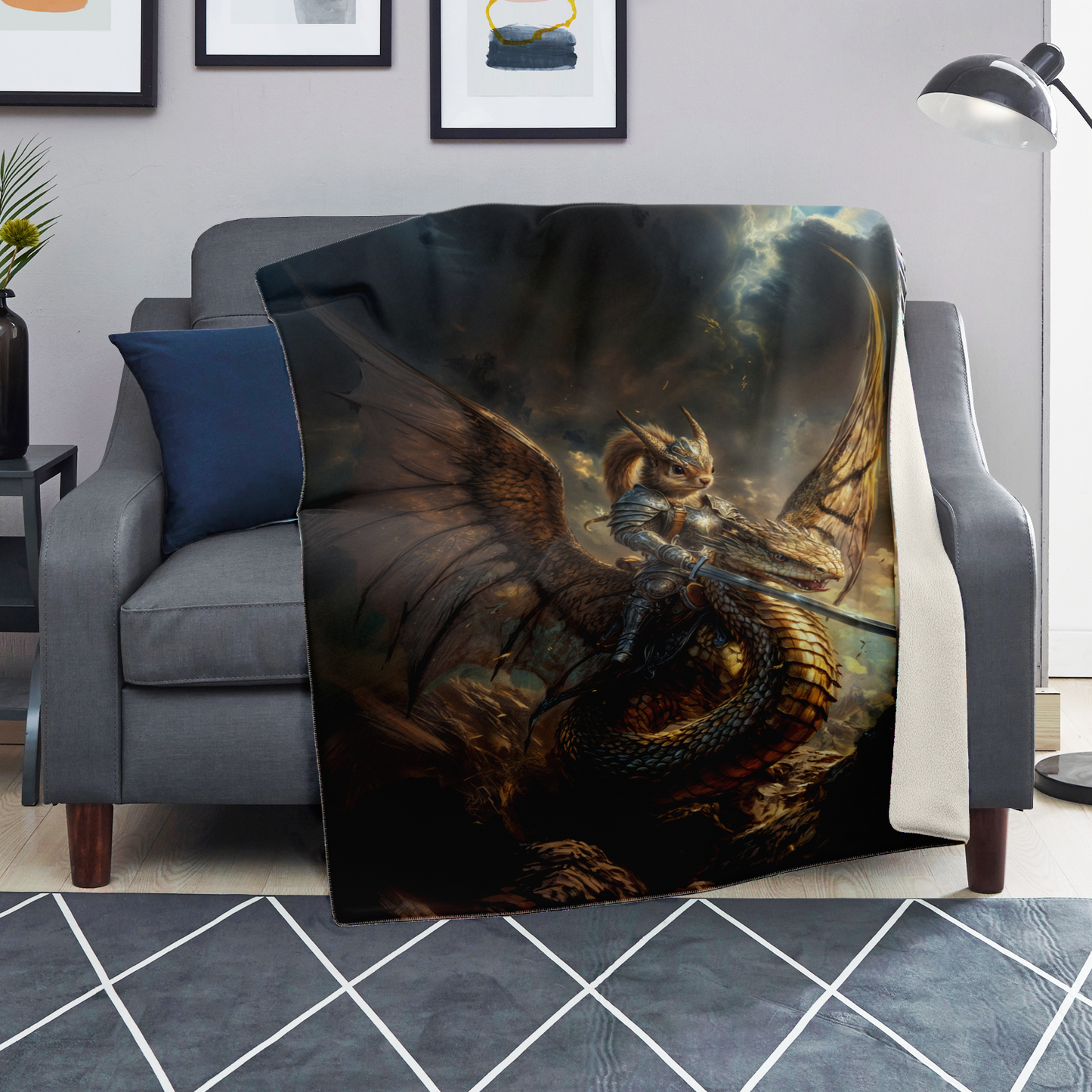 Winged Fury of the Squirrel Rider! Premium Microfleece Blanket