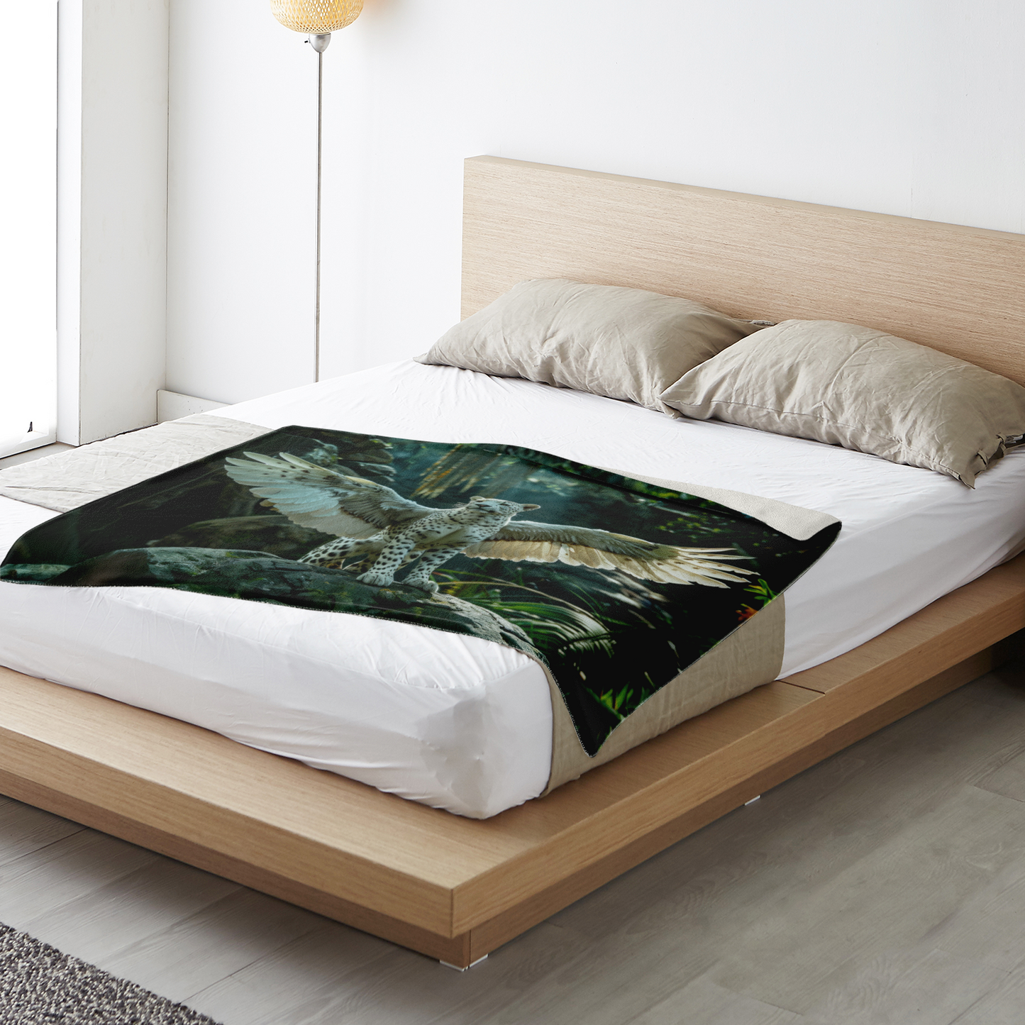 Premium Microfleece Winged Panther Blanket