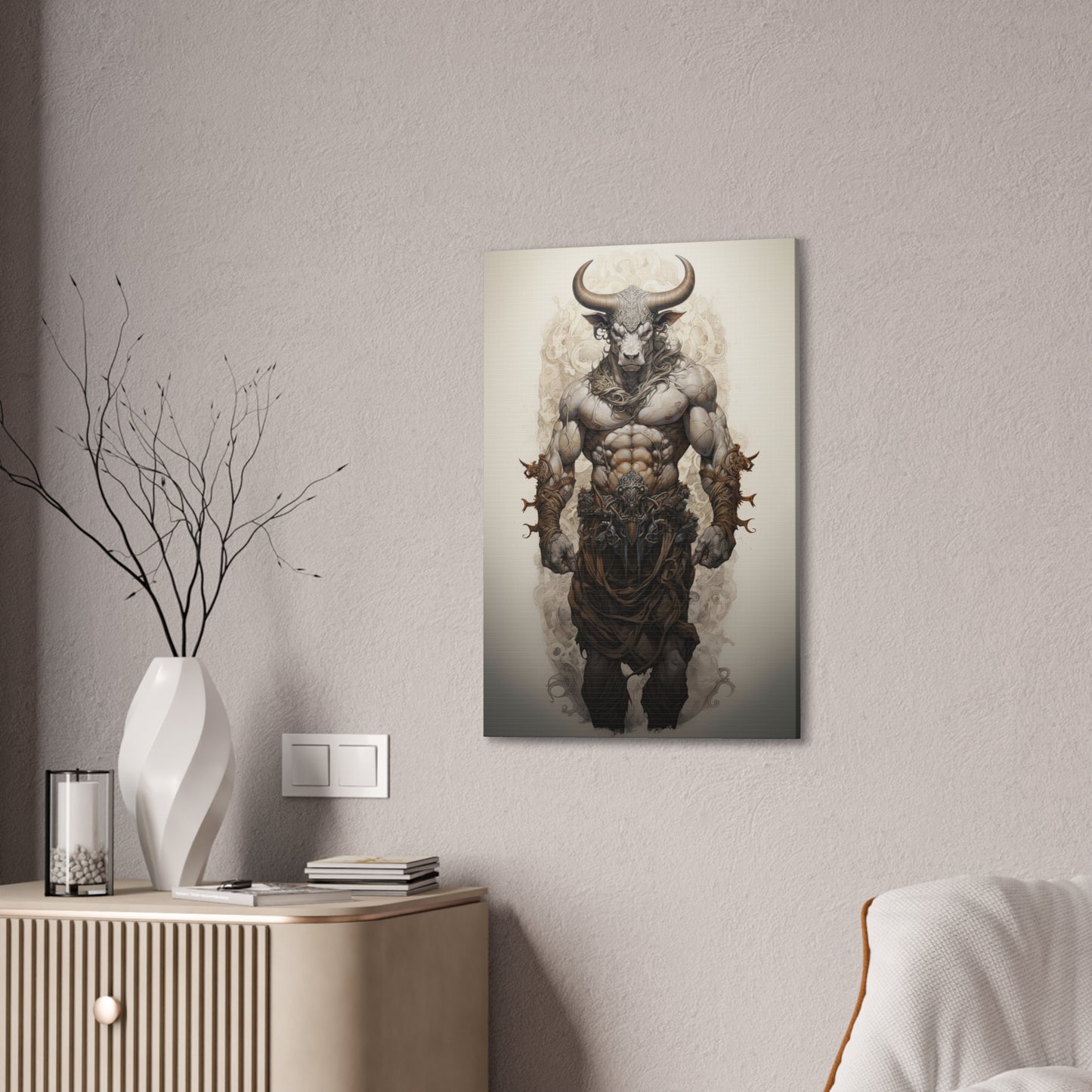 "Minotaur Deity" Canvas Stretched, 0.75" - Print