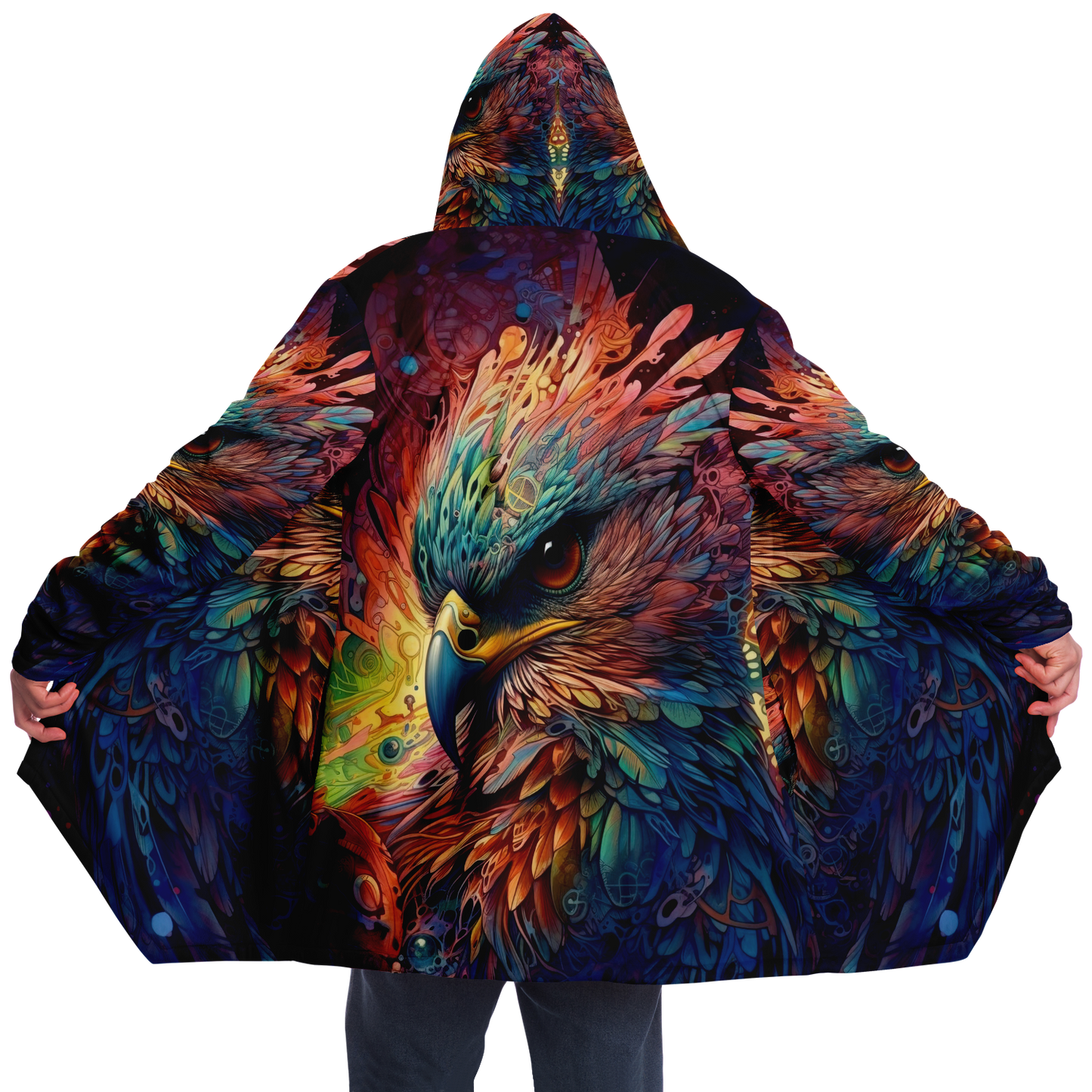 Rainbow Winged Falcon Microfleece Cloak