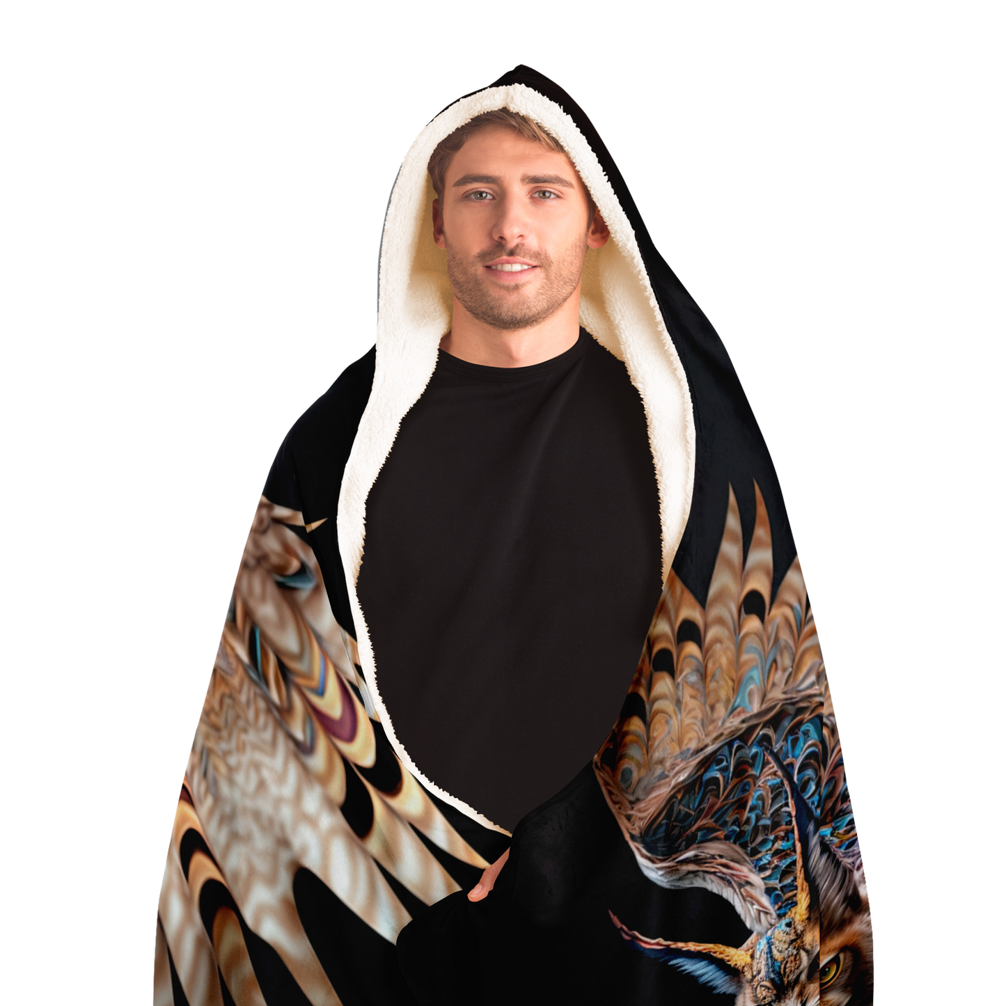 Winged Lynx Dreaming Hooded Blanket