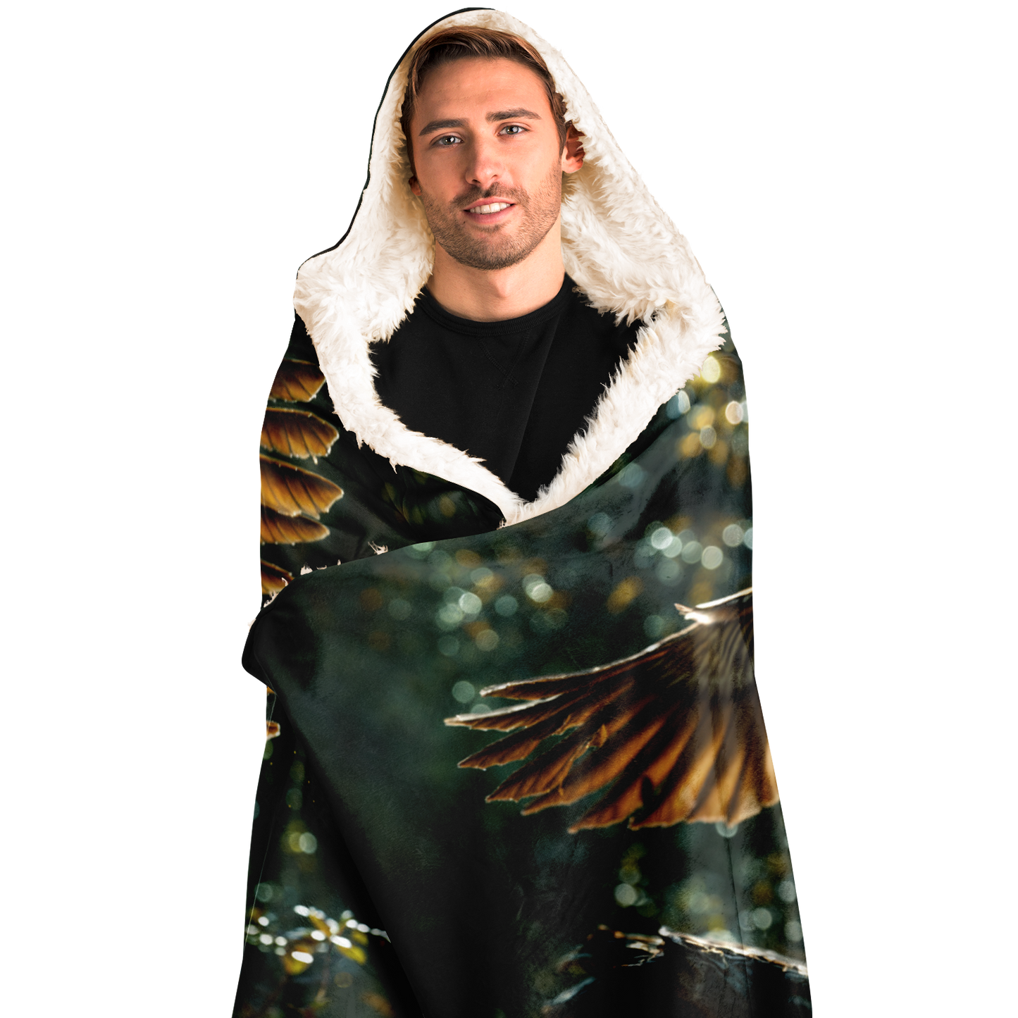 Winged Jungle Tiger Hooded Blanket Sherpa