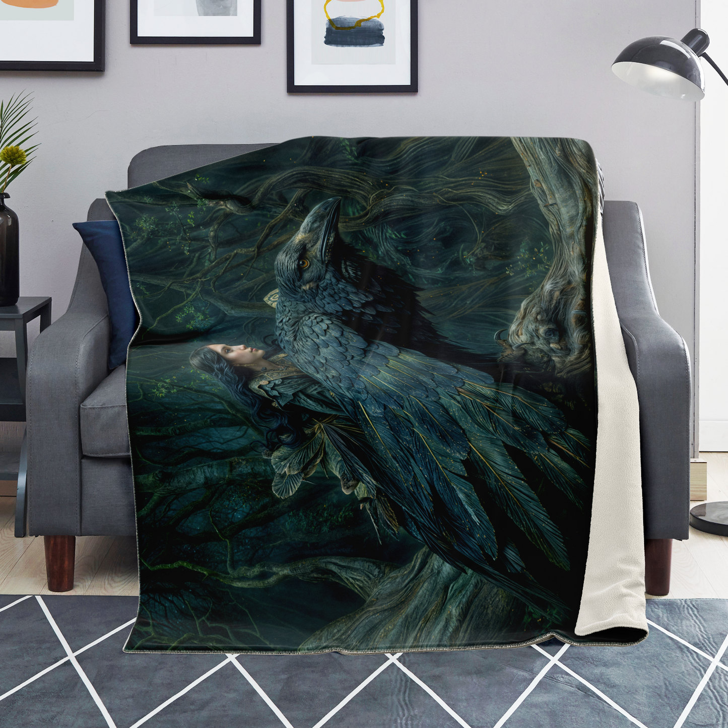 Lady Of The Crows Premium Microfleece Blanket