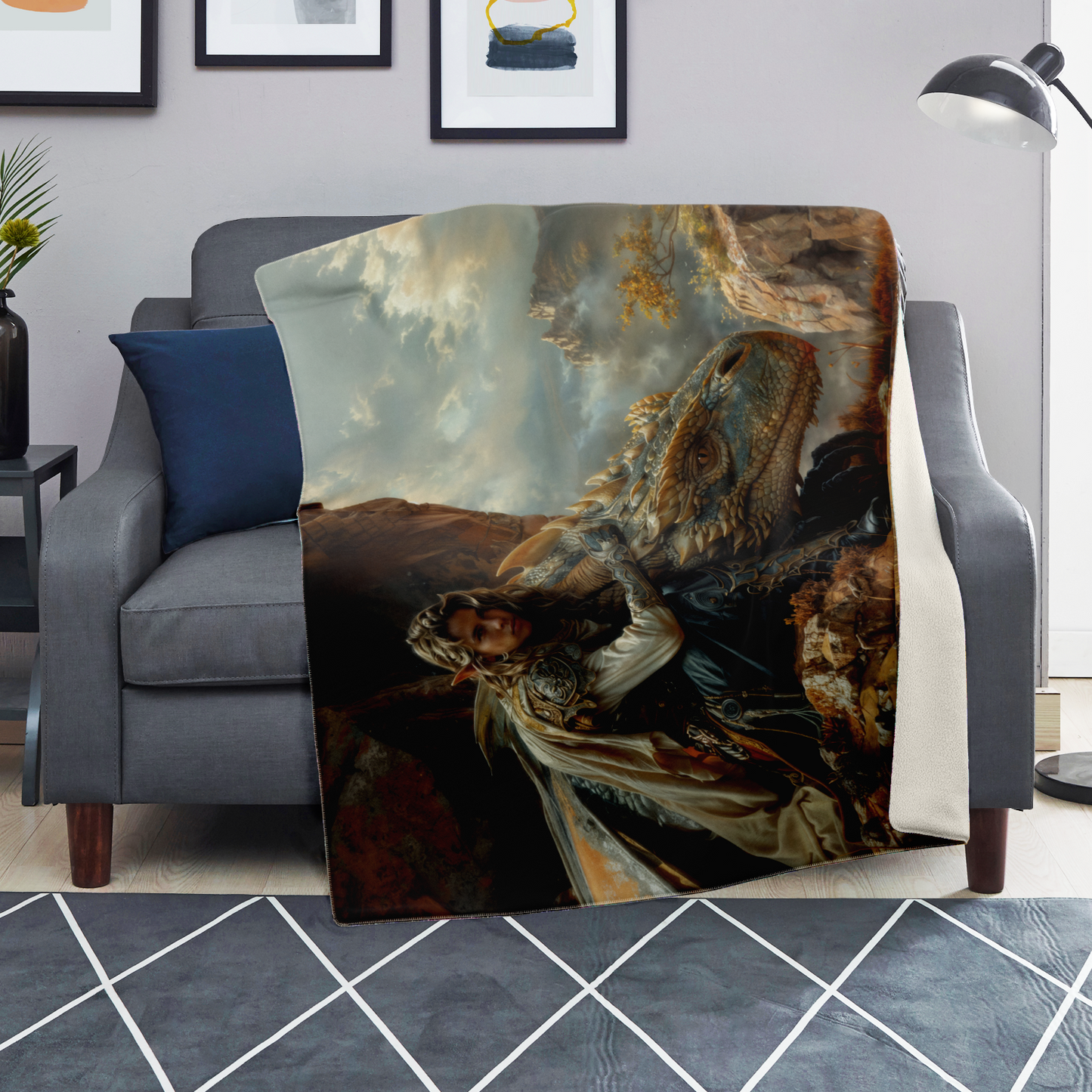 Clifftop Contemplation Premium Microfleece Blanket