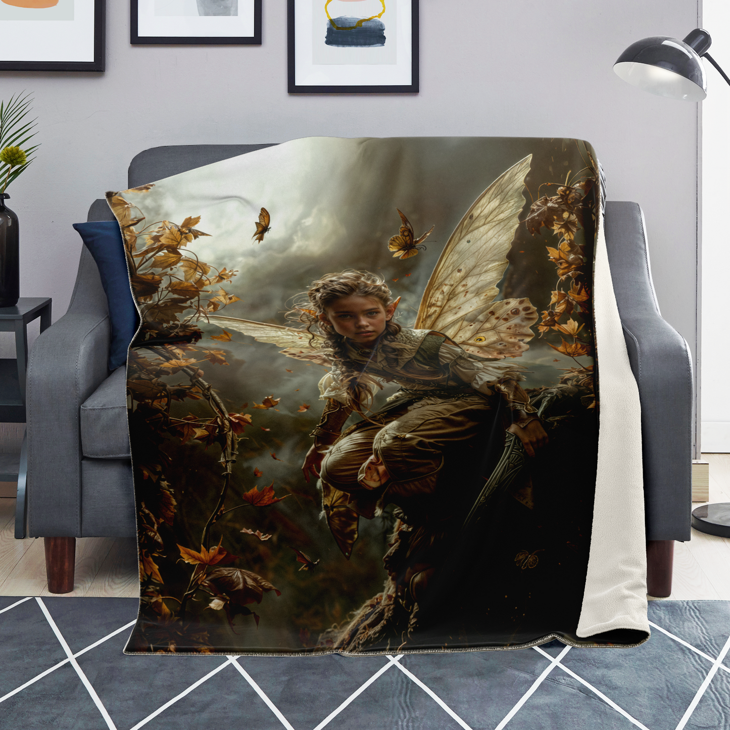 Autumns Winged Watcher Premium Microfleece Blanket