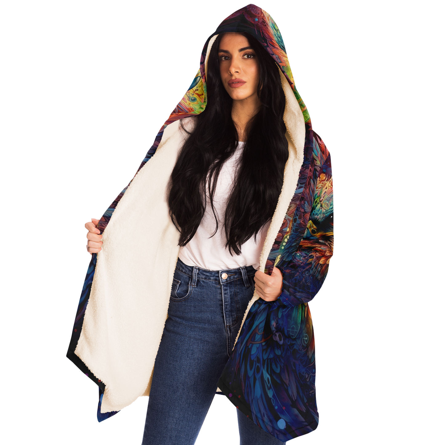 Rainbow Winged Falcon Microfleece Cloak