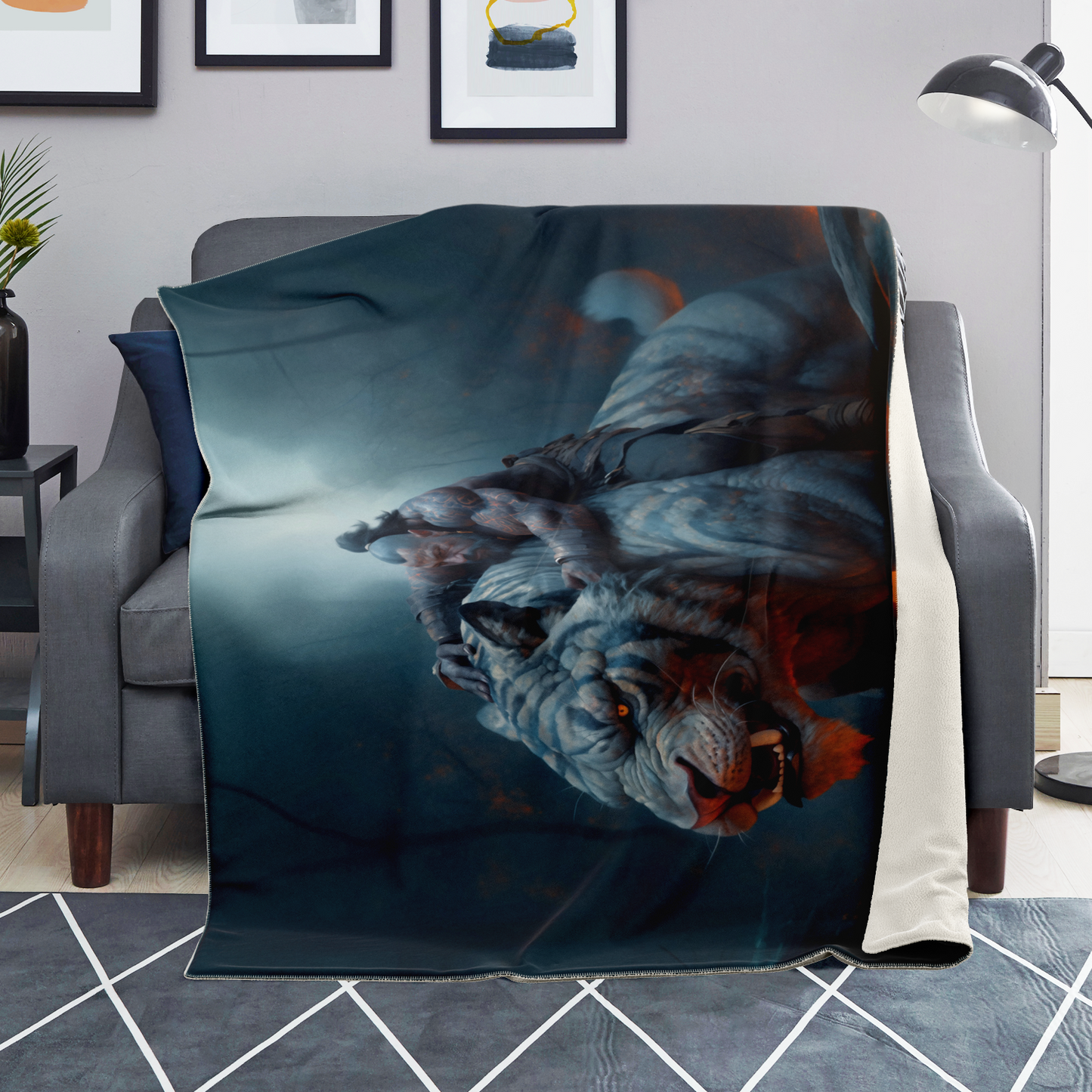 Tiger Rider Premium Microfleece Blanket