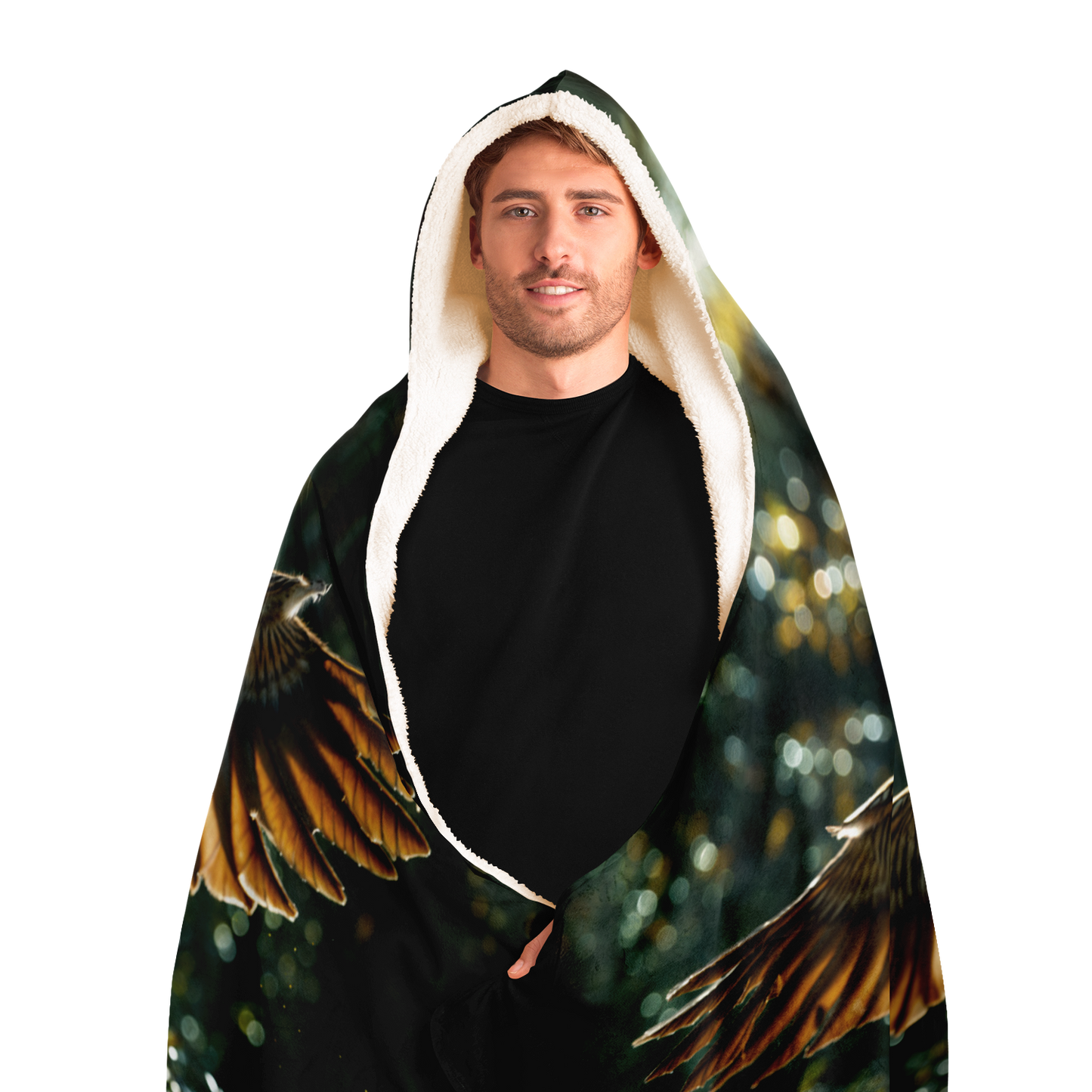 Winged Jungle Tiger Hooded Blanket Micro Fleece