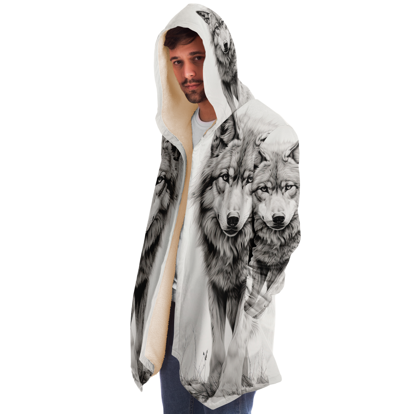 Wolf Sketch Microfleece Cloak