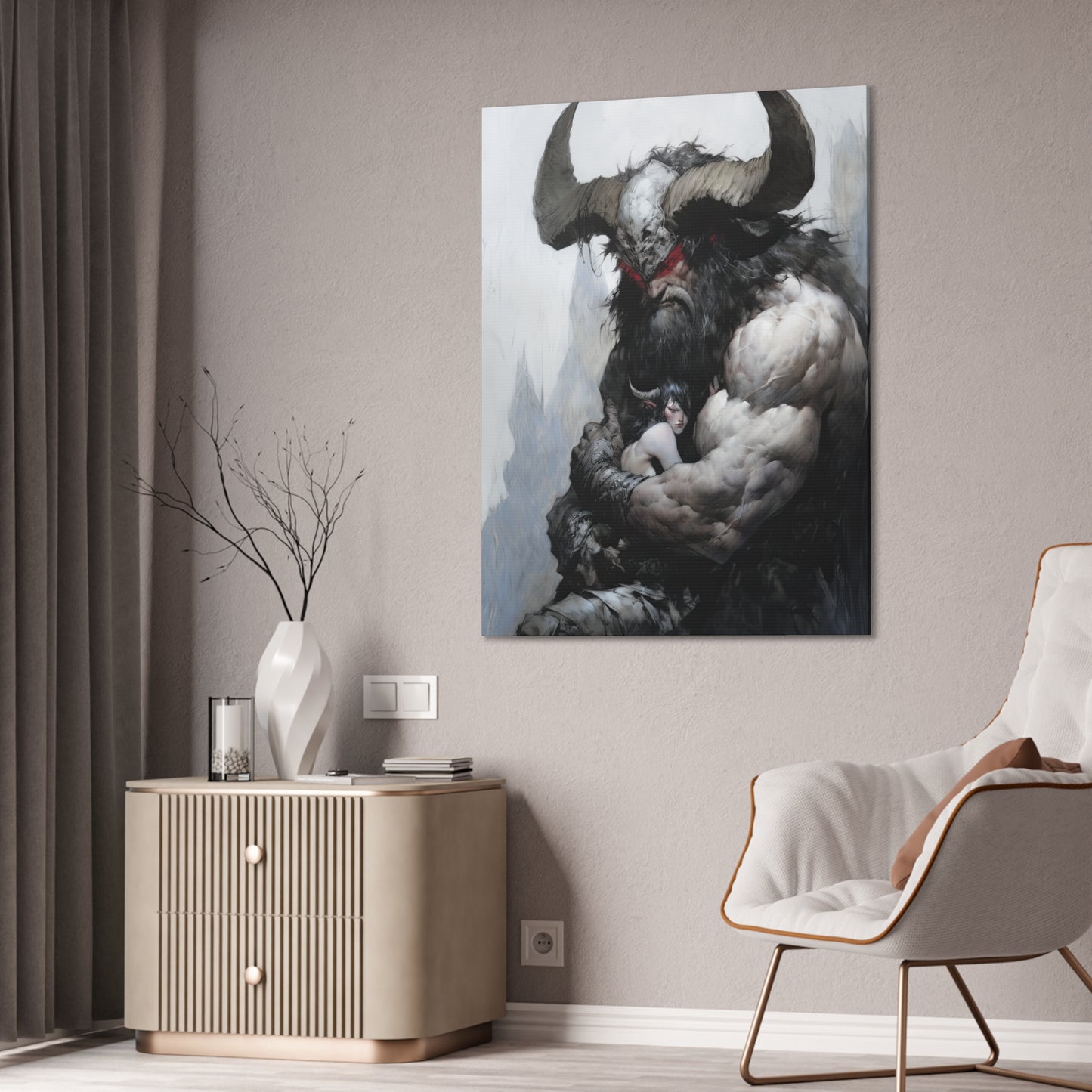 "Horned Protector" Canvas Stretched, 0.75" - Print