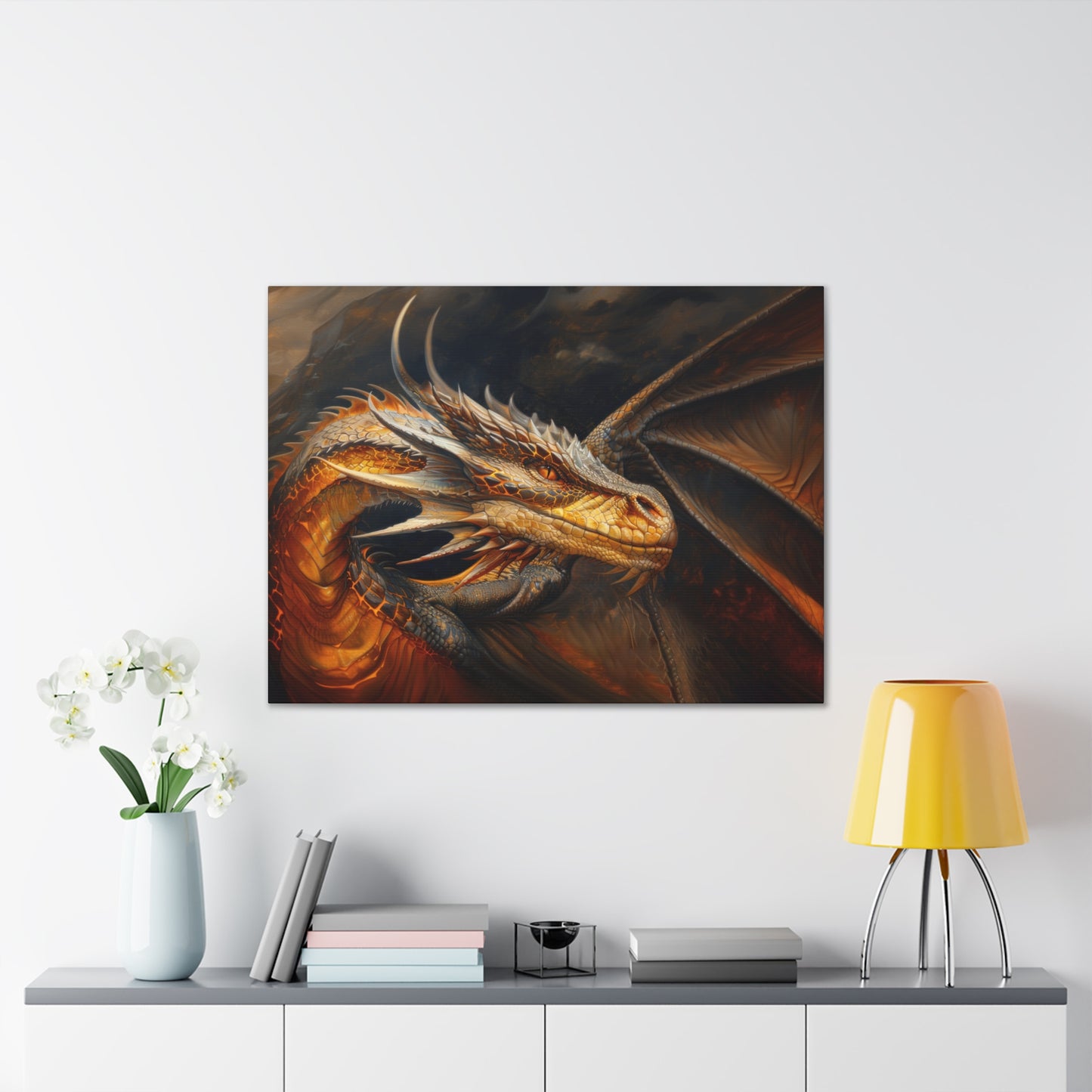 "Fireheart - Grandfather Dragon"  Canvas Stretched, 0.75" - Print