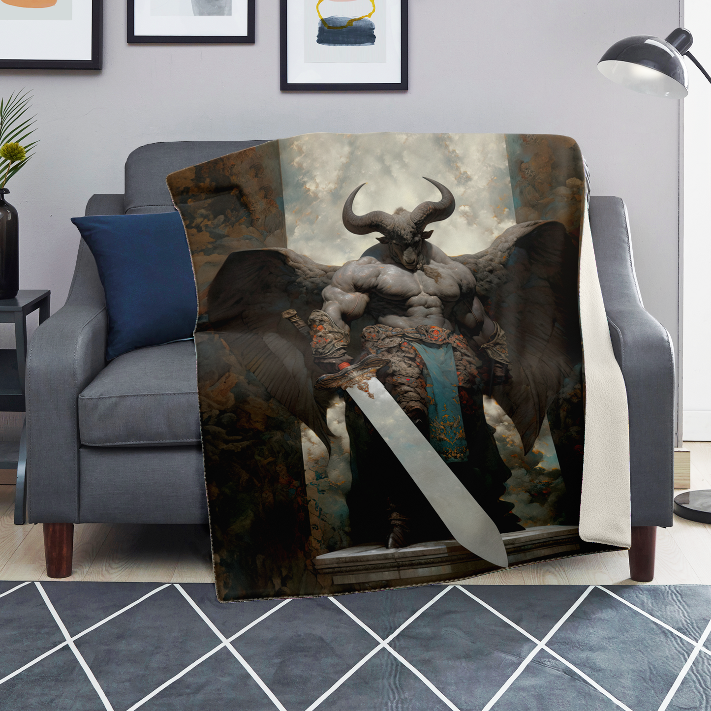 Winged Minotaur Premium Microfleece Blanket