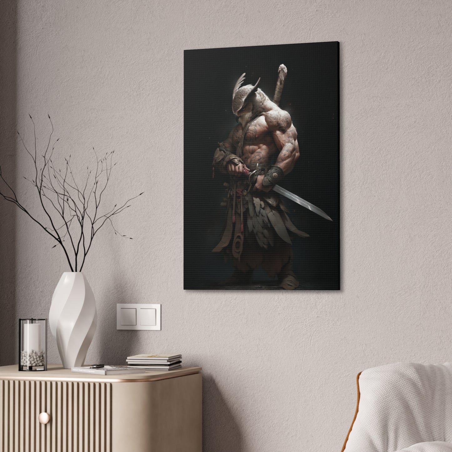 "Owl Hybrid Warrior" Canvas Stretched, 0.75" - Print