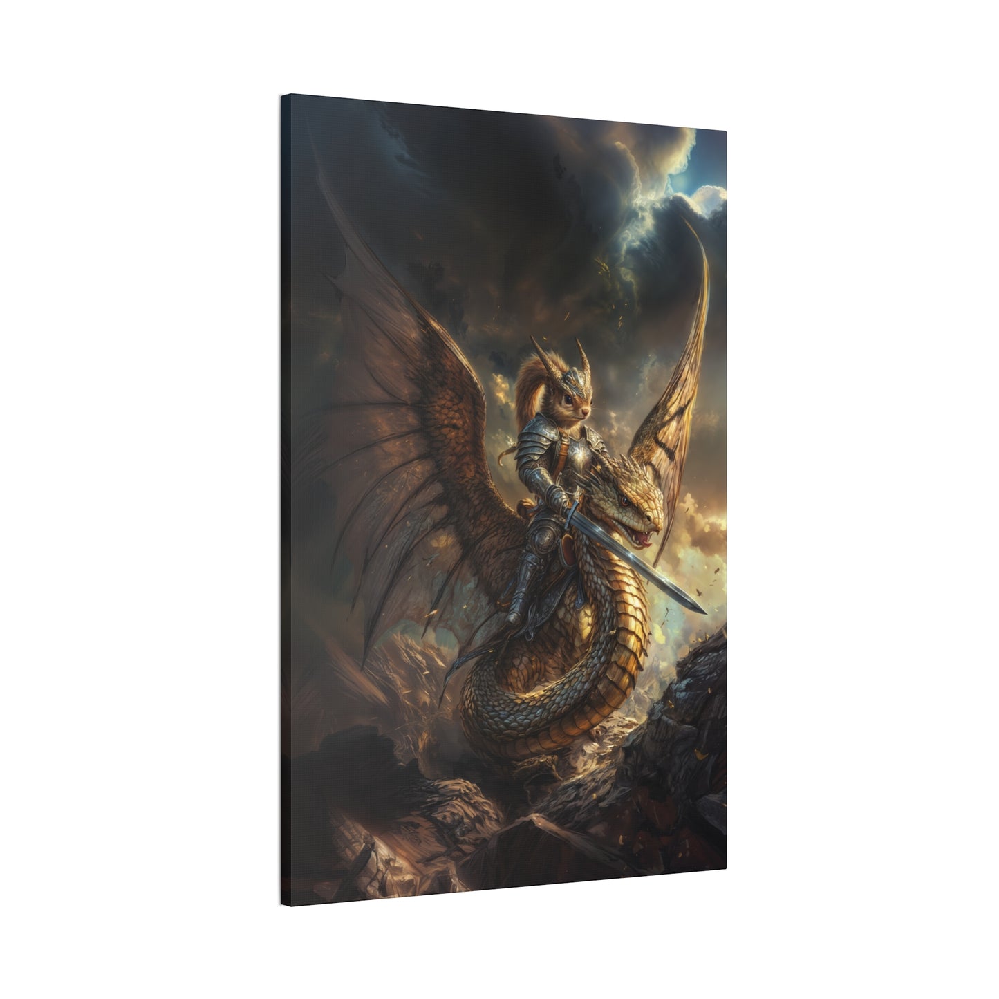 "Winged Fury of the Squirrel Rider!" Canvas Stretched, 0.75" - Print