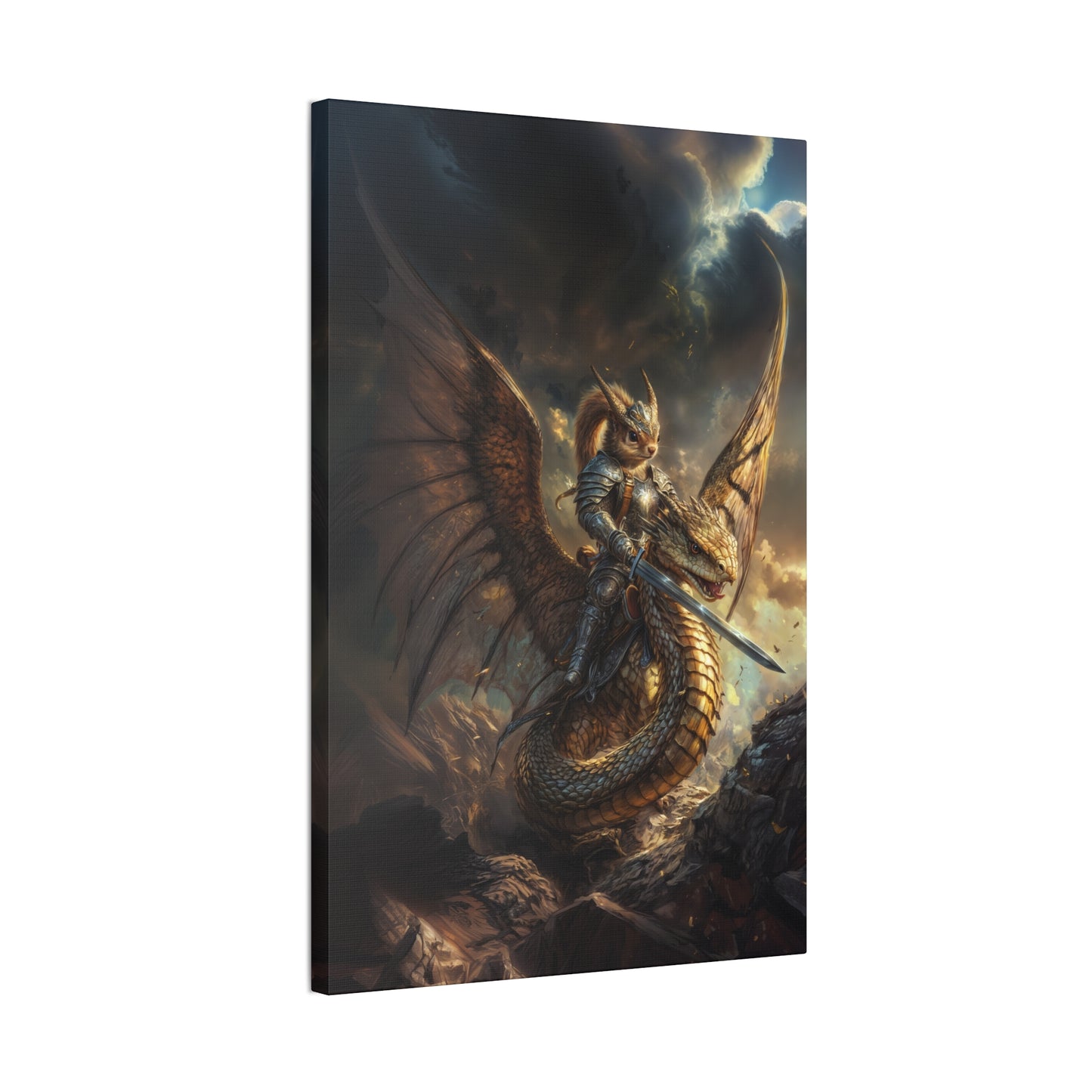 "Winged Fury of the Squirrel Rider!" Canvas Stretched, 0.75" - Print