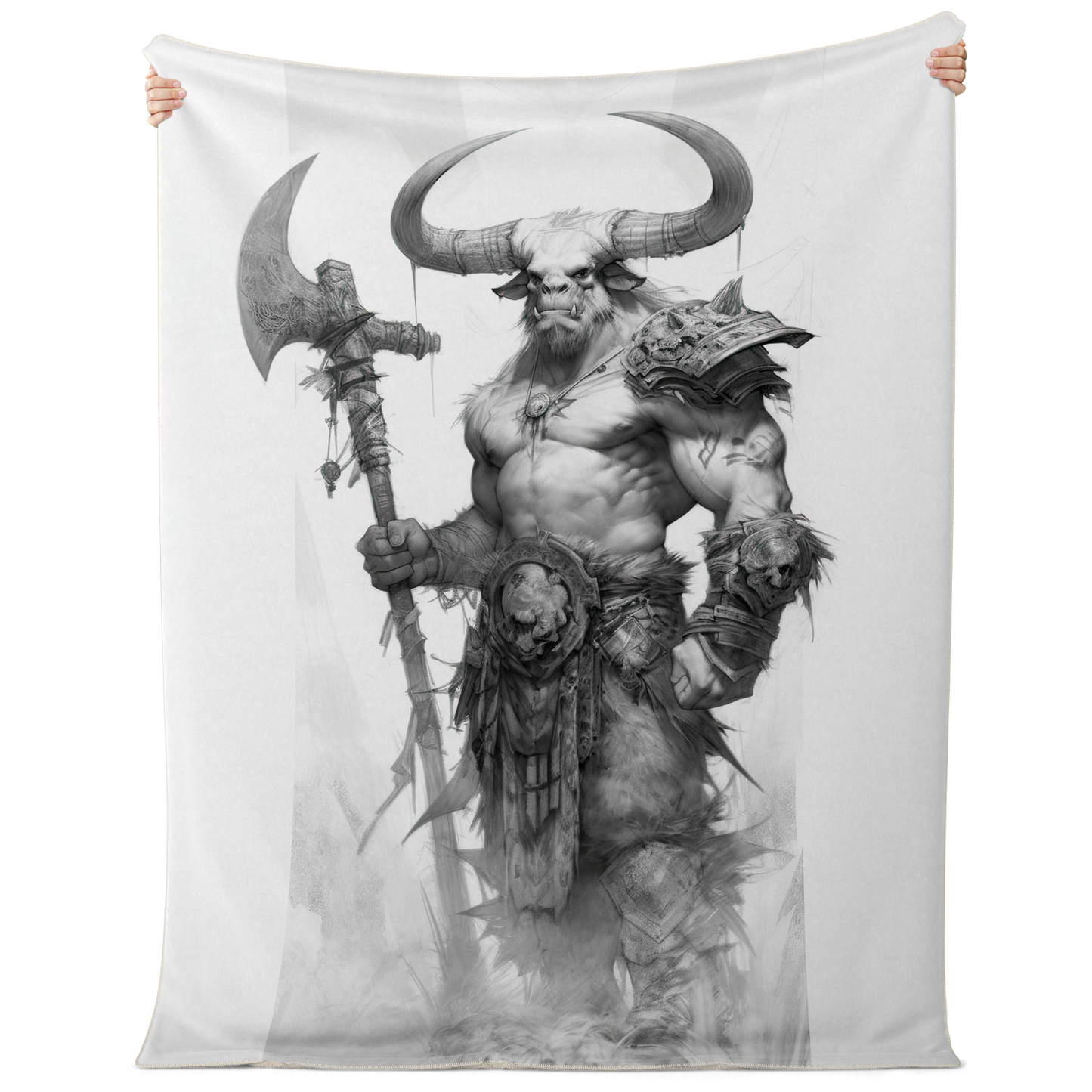 Minotaur Viking Sketch Microfleece Blanket