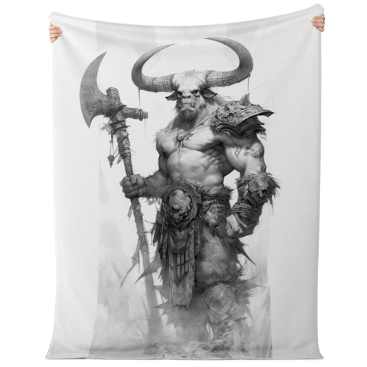 Minotaur Viking Sketch Microfleece Blanket