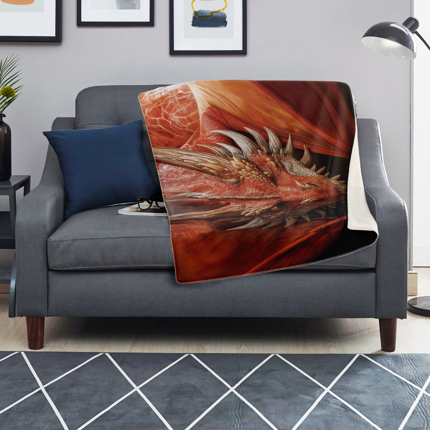 Fiery Gaze Premium Microfleece Blanket