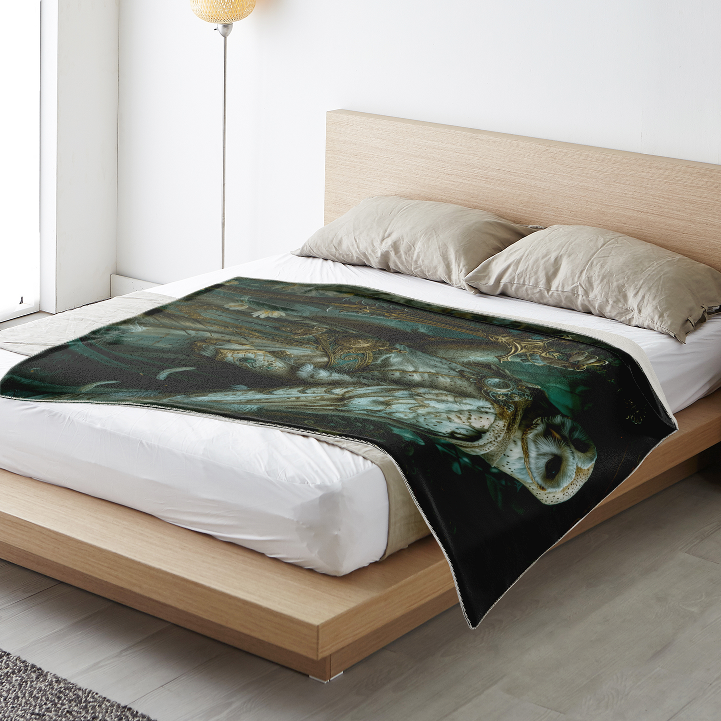 Whitewing Of The Feathered Dawn Premium Microfleece Blanket