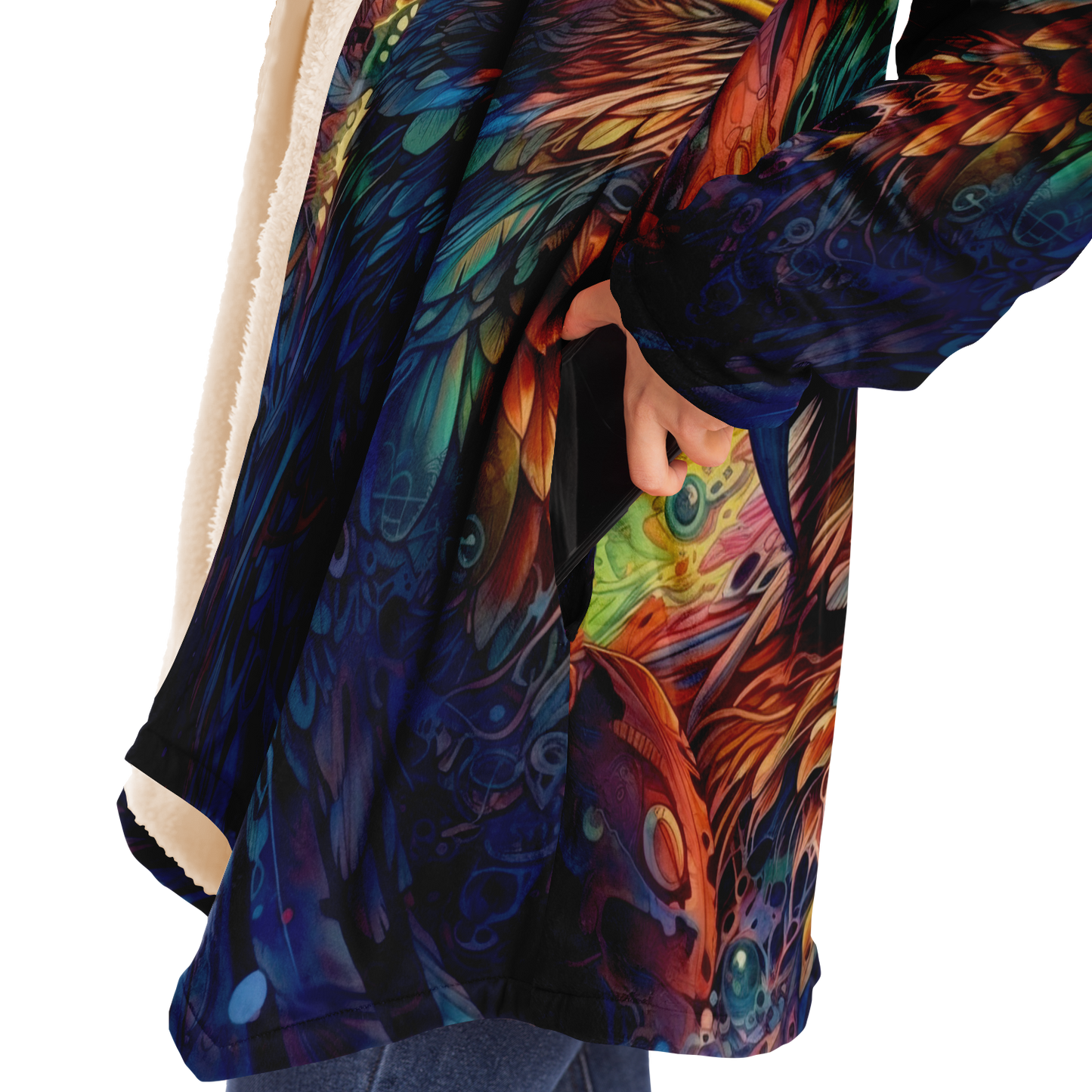 Rainbow Winged Falcon Microfleece Cloak