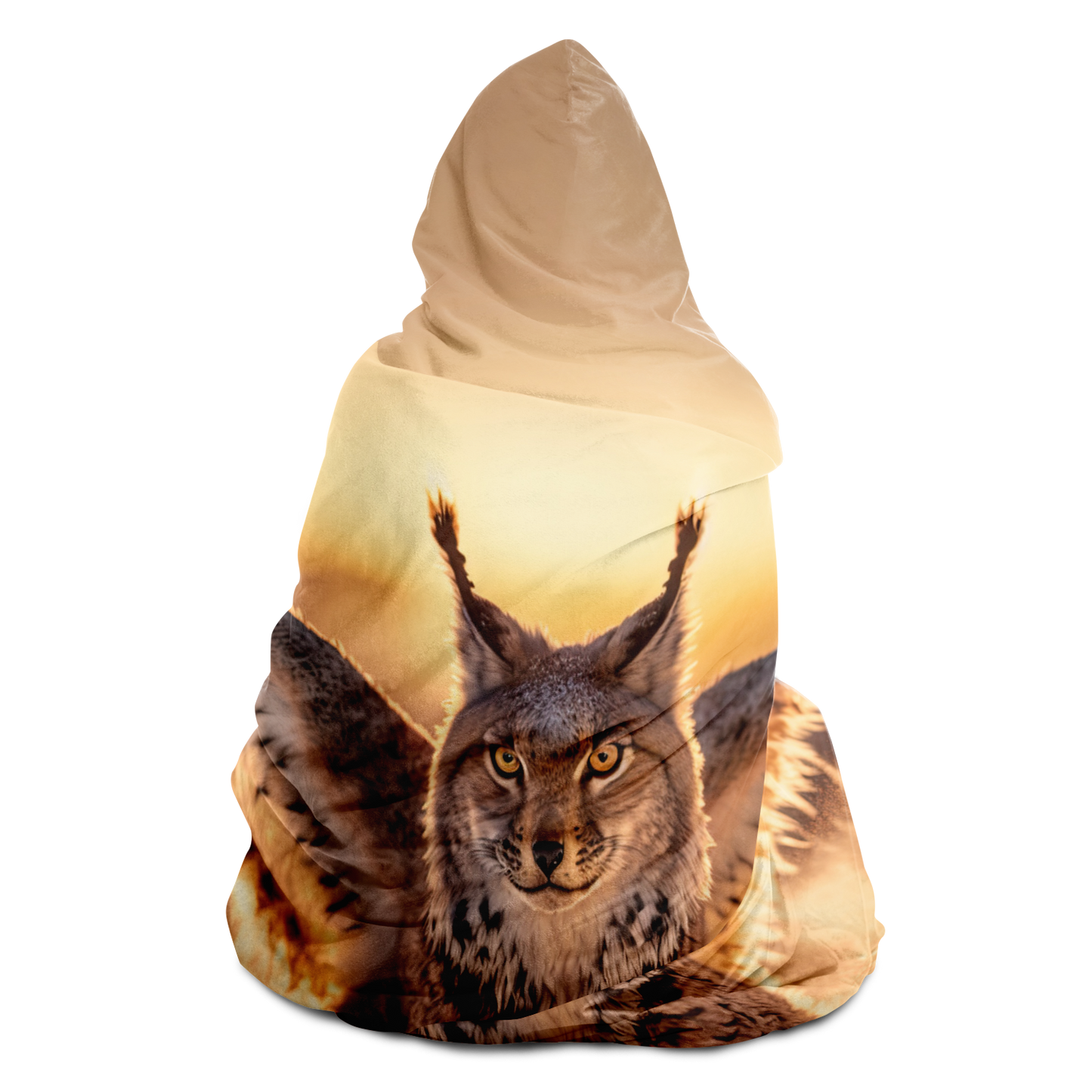 Winged Snow Lynx Hooded Blanket