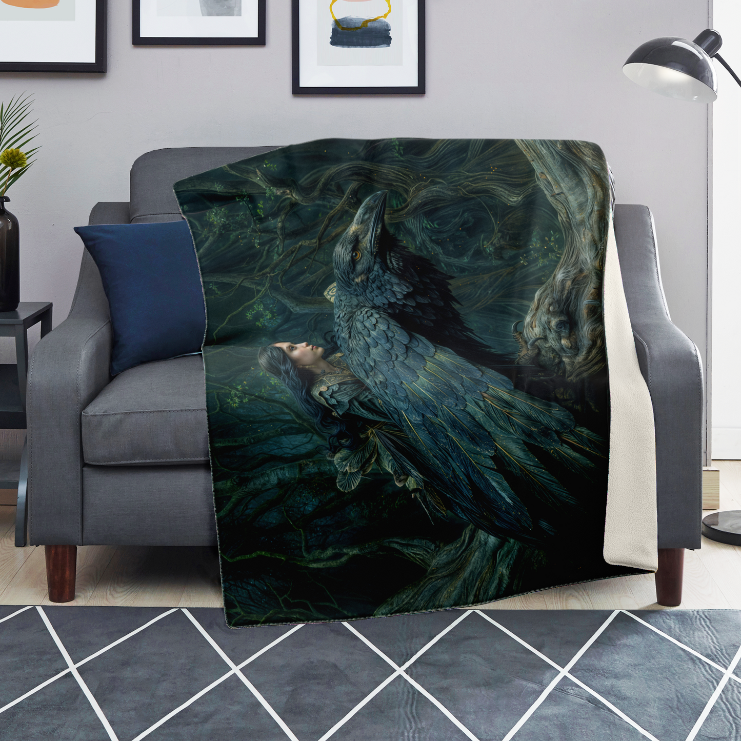 Lady Of The Crows Premium Microfleece Blanket