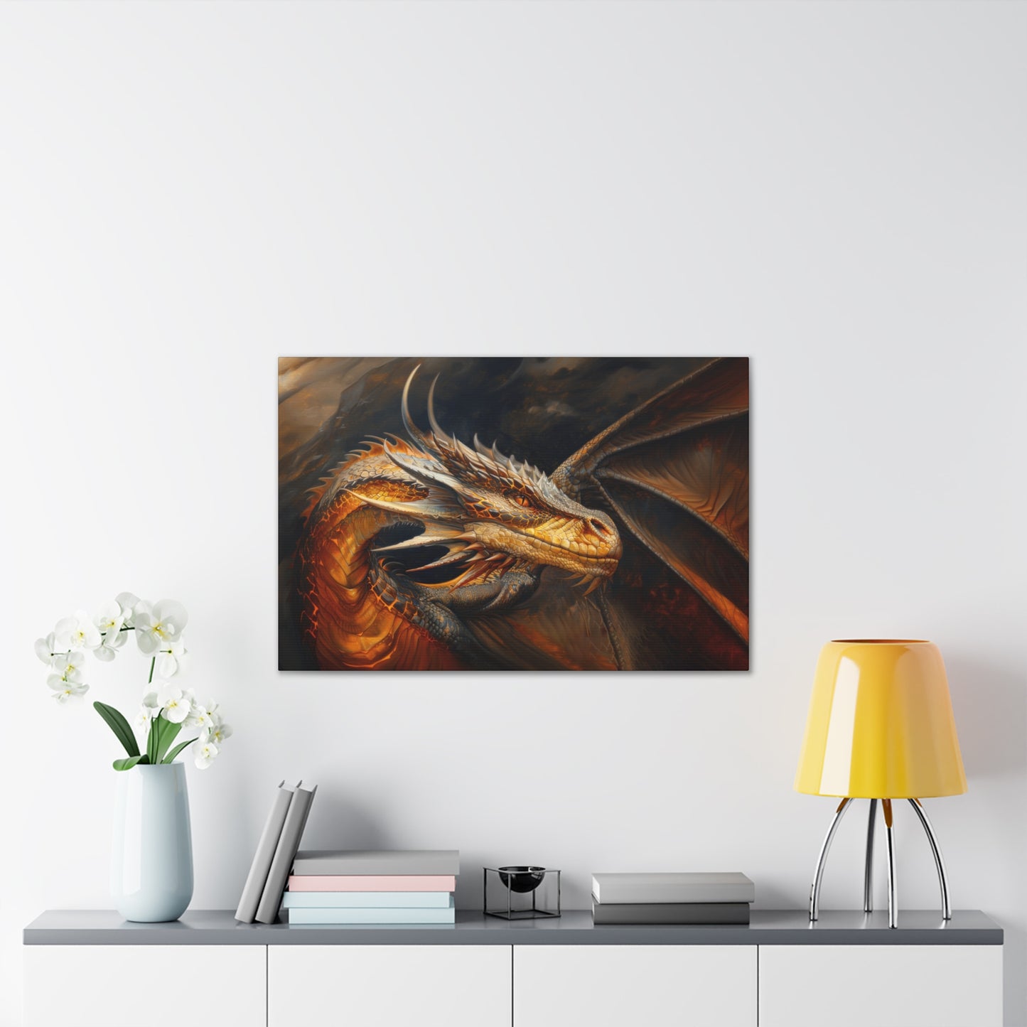 "Fireheart - Grandfather Dragon"  Canvas Stretched, 0.75" - Print