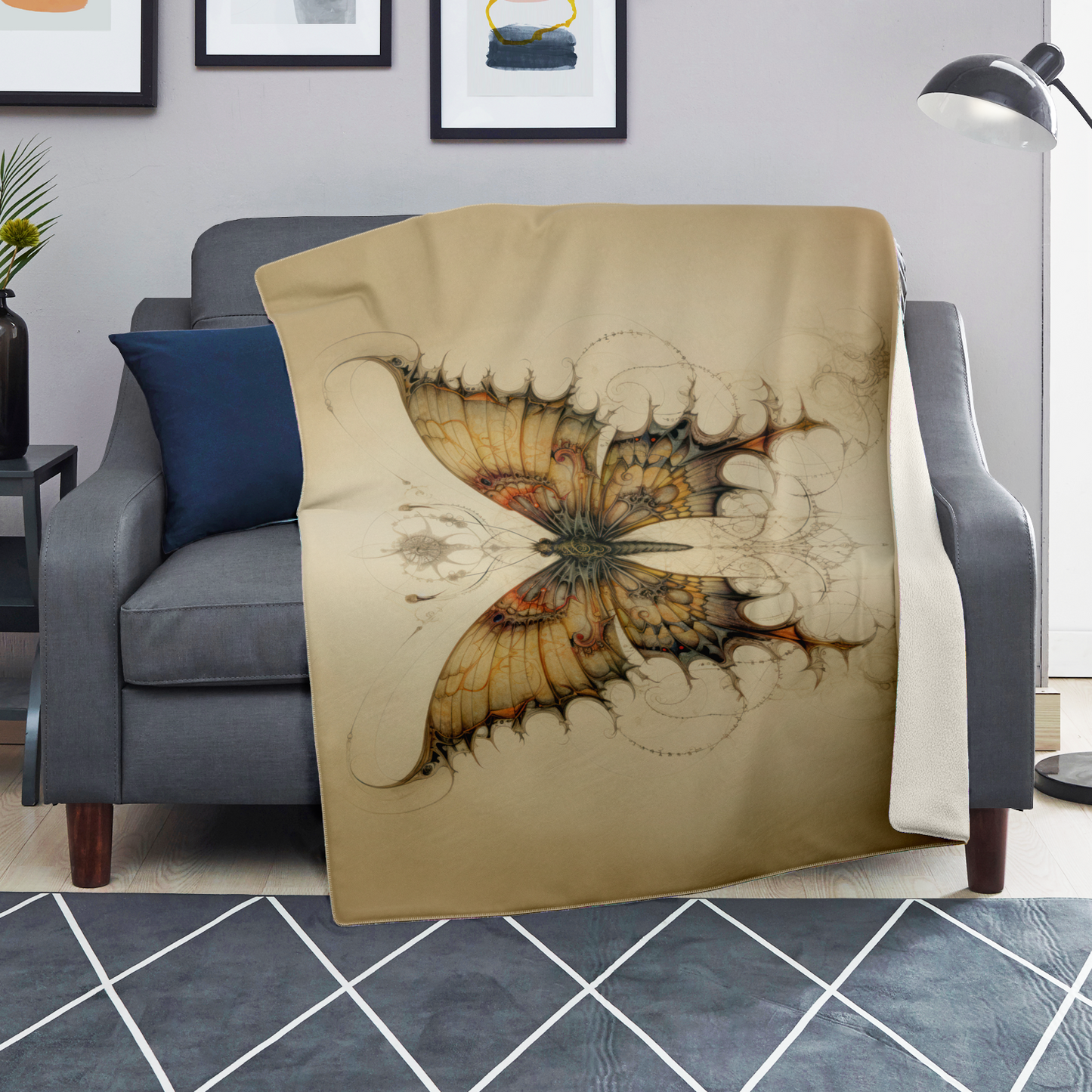 Dragontailed Butterfly Premium Microfleece Blanket