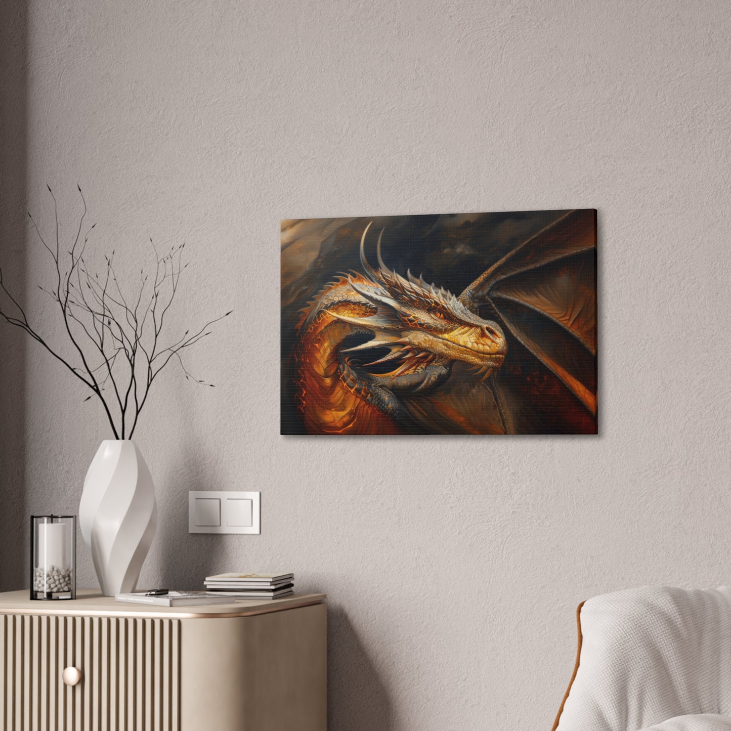 "Fireheart - Grandfather Dragon"  Canvas Stretched, 0.75" - Print