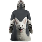 Happy White Fennec Fox Microfleece Cloak