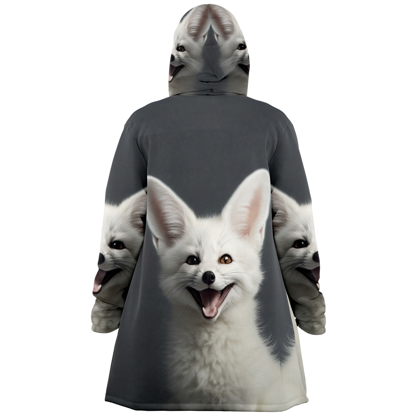 Happy White Fennec Fox Microfleece Cloak