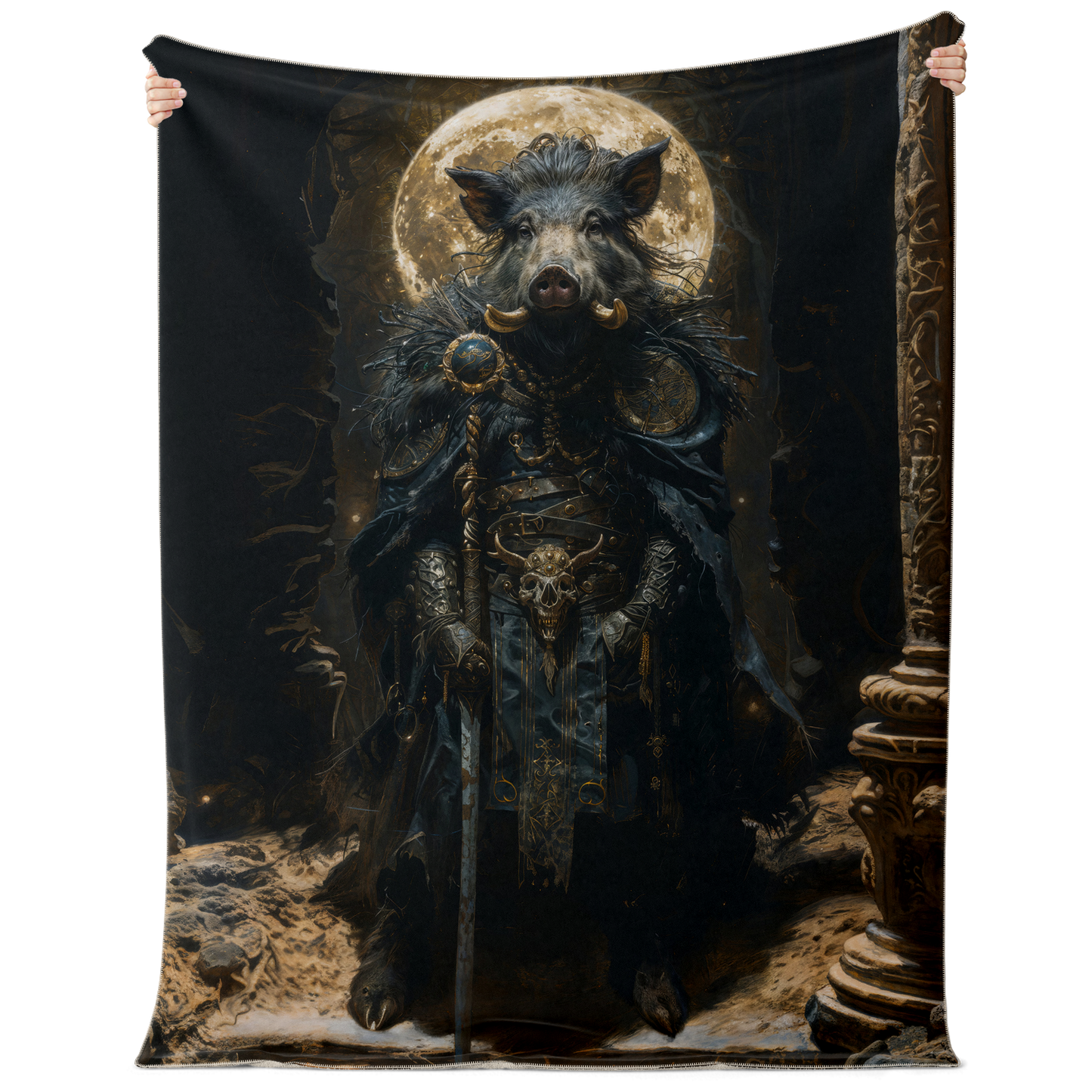 Shadowtusk Shaman Premium Microfleece Blanket