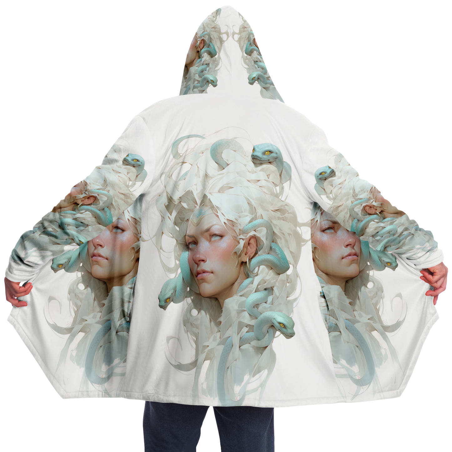 White Medusa Queen Microfleece Cloak