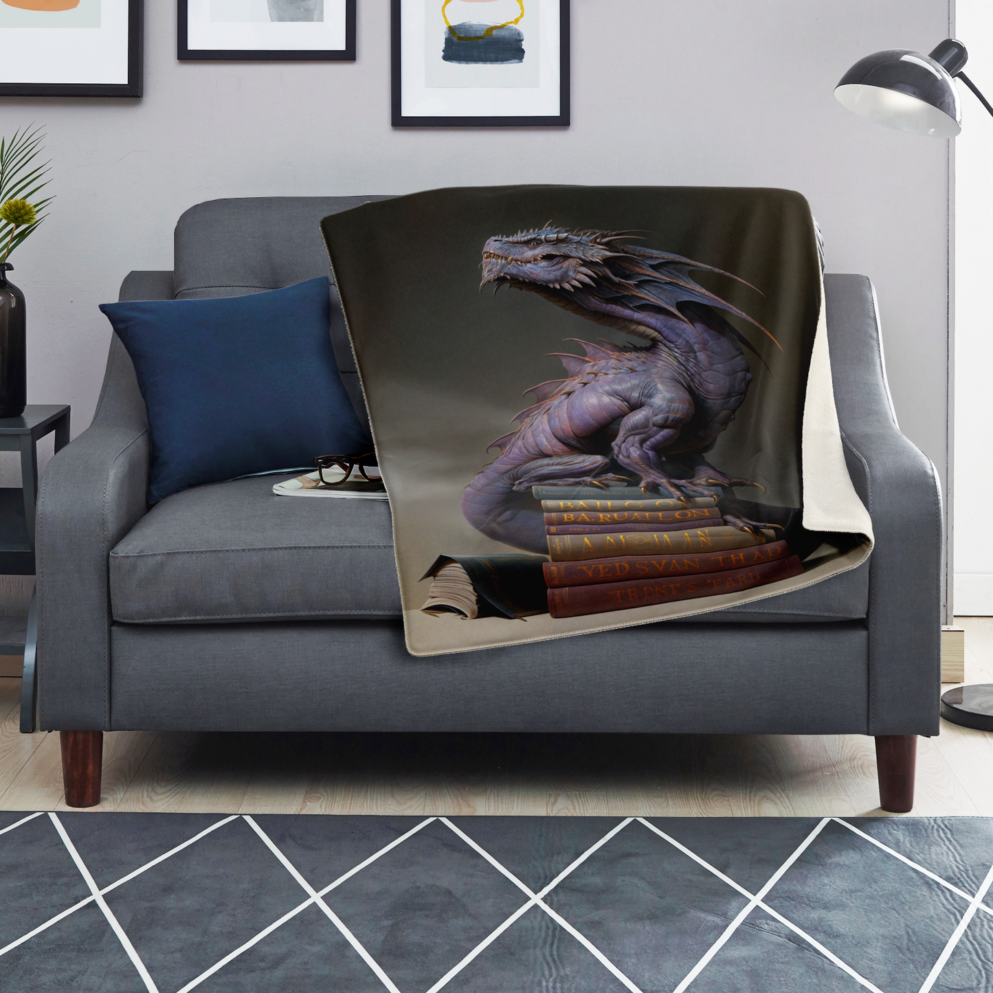 Book Wyrm Premium Microfleece Blanket