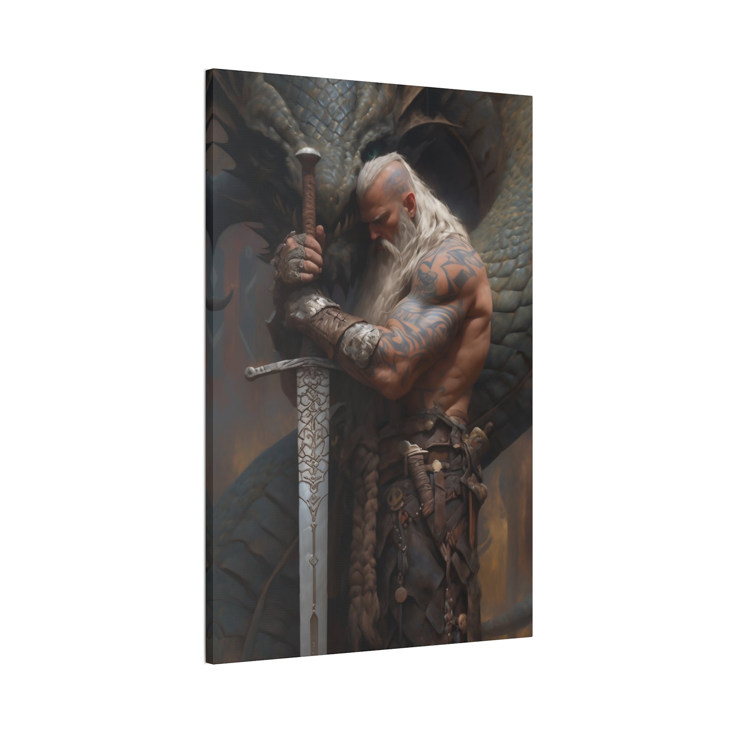 "A Viking And His Dragon" Canvas Stretched, 0.75" - Print