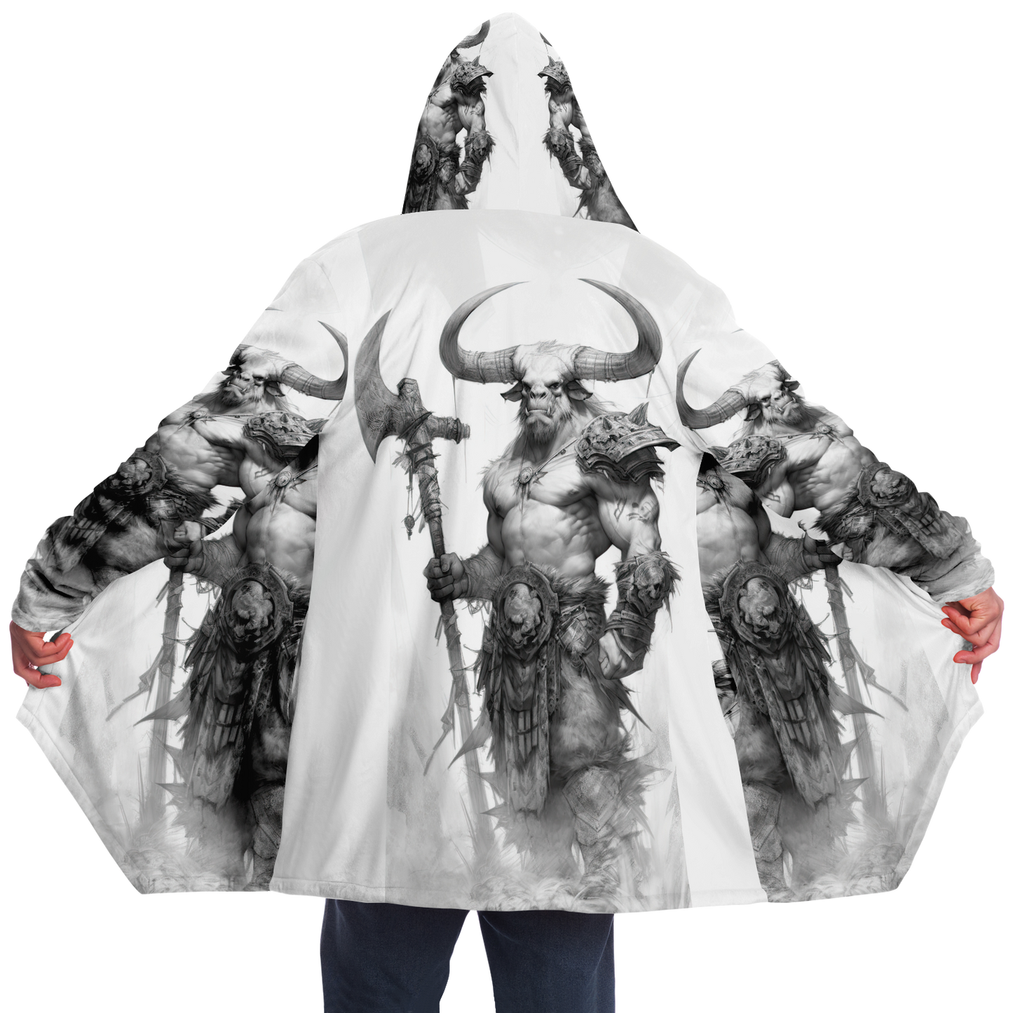 Minotaur Viking Sketch Microfleece Cloak